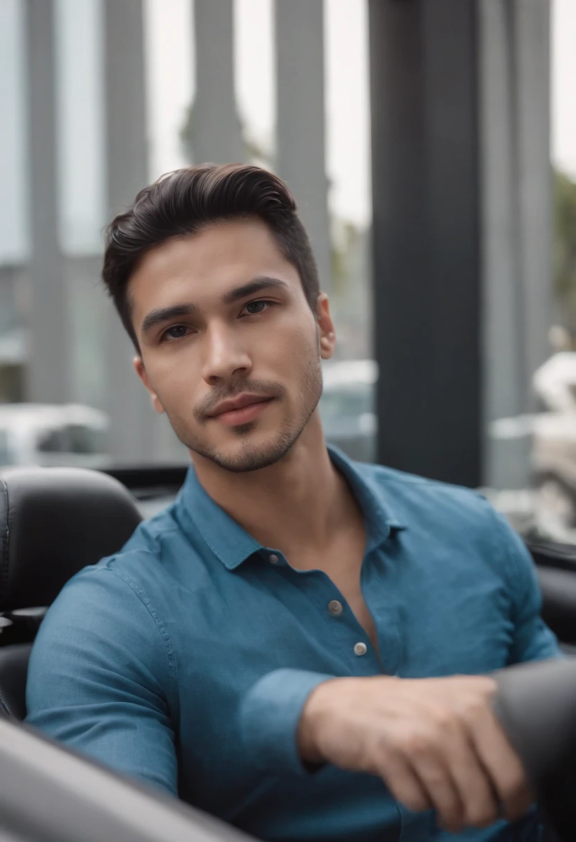 arafed man in a blue shirt sitting in a car, andres rios, headshot profile picture, professional profile picture, christian orrillo, 2 7 years old, 2 8 years old, profile picture, khyzyl saleem, 2 9 years old, professional picture, taken in the early 2020s, very very low quality picture, profile image