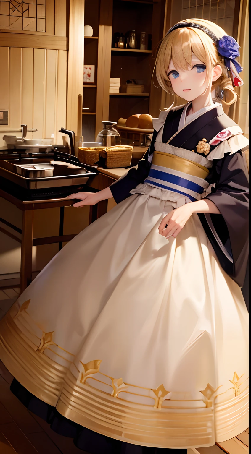 Charles Robinson, Anne Anderson, Japanese anime, surreal mysterious strange bizarre fantasy sci-fi fantastic, Baumkuchen, King of sweets, baker, Obelias, Is it bread or cooking?, detailed, high resolution high definition high quality masterpiece