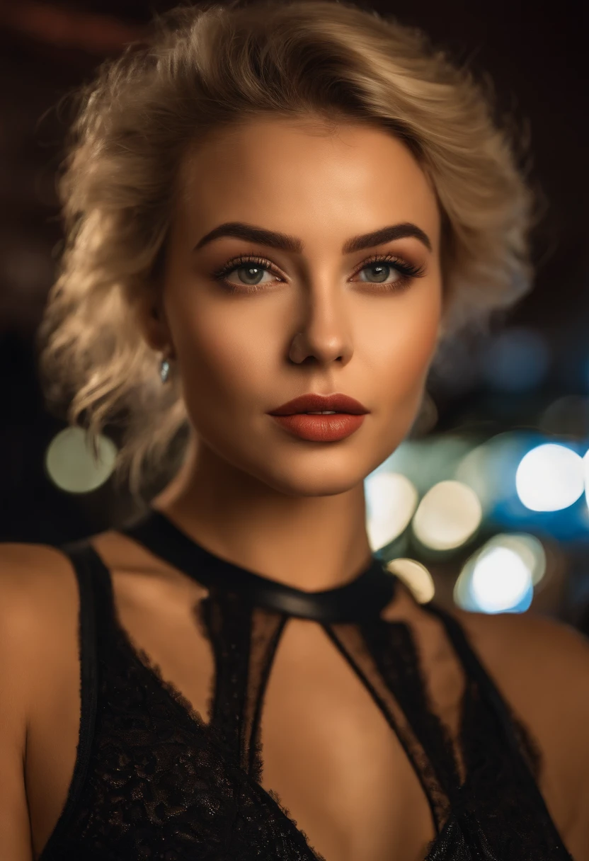 blonde woman with matching tank top and skirt posing at a night club, fille sexy aux yeux bleus, Portrait Sophie Mudd, city background, best quality, 1girl, Portrait de Corinna Kopf, cheveux blonds et grands yeux, selfie of a young woman, ohne Maquillage, maquillage naturel, Look directly into the camera, Visage avec Artgram, dezentes Maquillage, Superbe photo du corps entier, dans la chambre, Gros seins, Blonde, latina