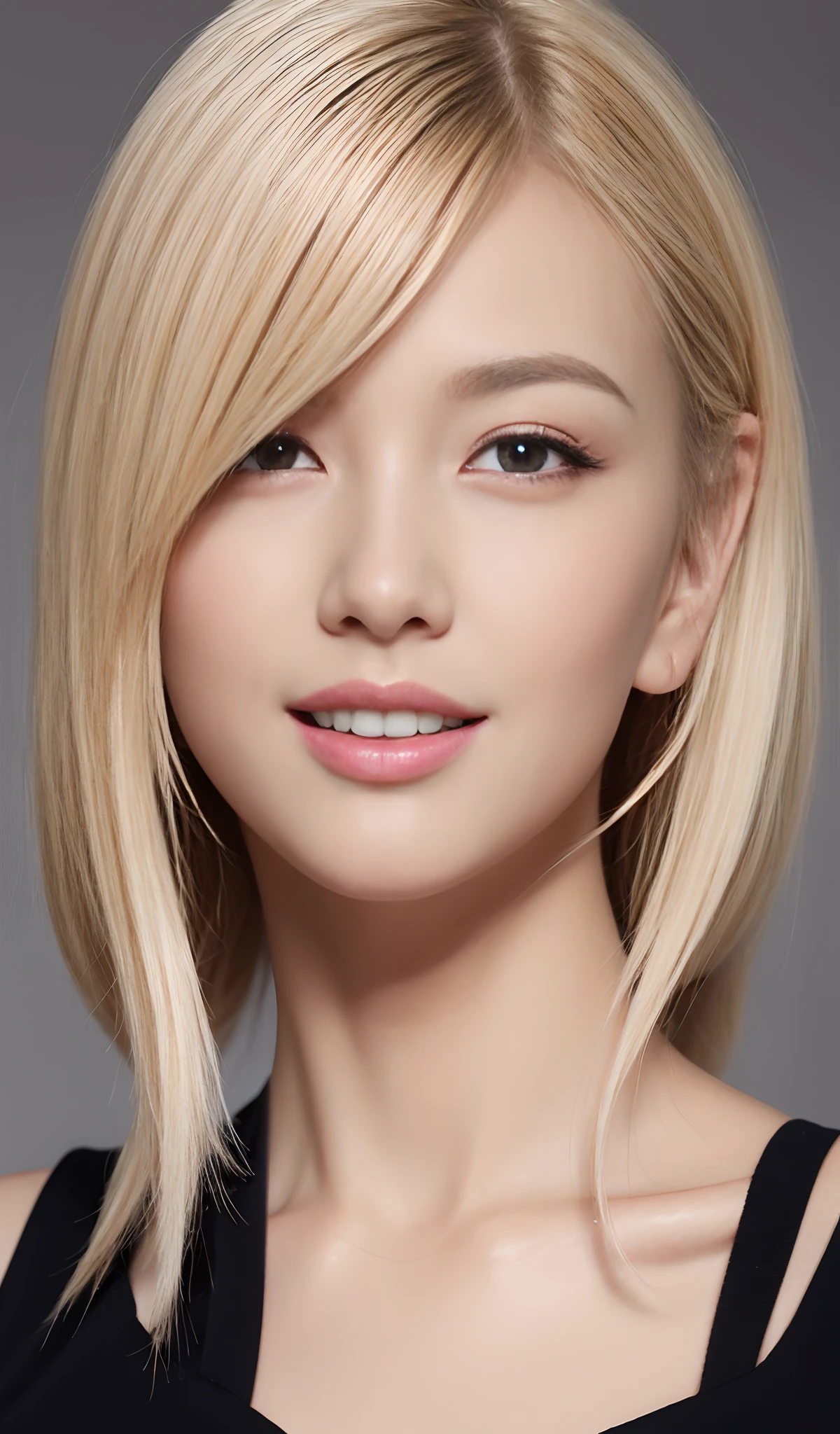 (top-quality、超A high resolution、in 8K、masterpiece、realisitic、Photorealsitic)、(Nordic women:1.2、Solo)、BREAK、blonde hair、poneyTail、White skin:1.3、small tit:1.3、Cute ass:1.2、The upper part of the body、detailed hairs、hyperdetailed face、Detailed skin、Lustrous skin、Detailed lips、Smile、Break HA、a black T-shirt、leggy、Natural lighting