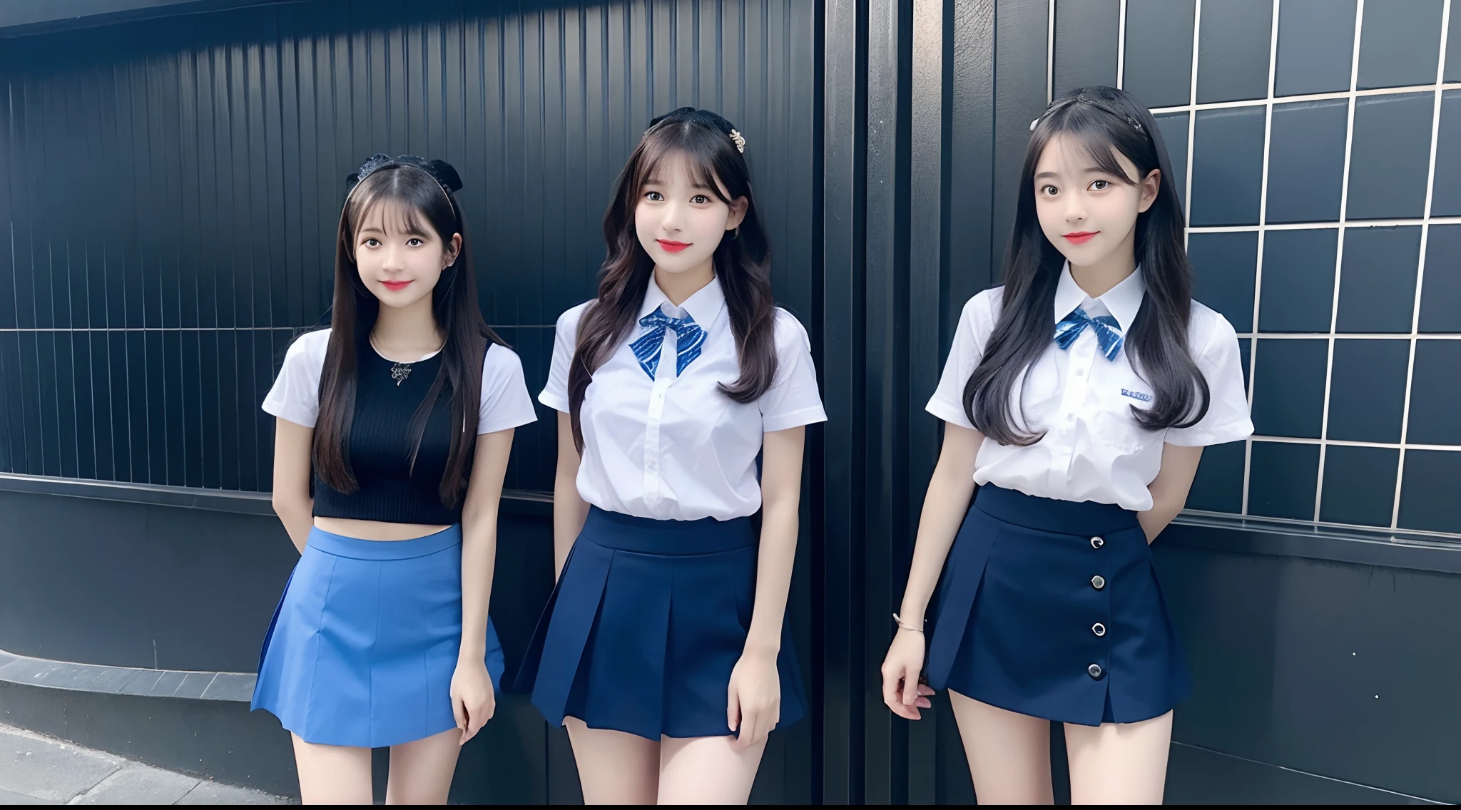 18 year old high school girl in blue mini skirt(A dark-haired)