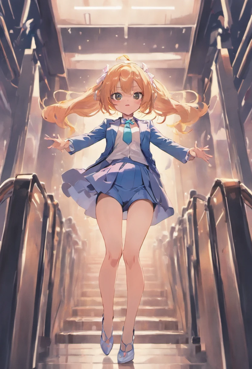 Lift your heels, Sit down，Expose your hips from the front, Hold your knees, White panties, blazer jacket, Long hair, Realistic, Photogram, Cute,