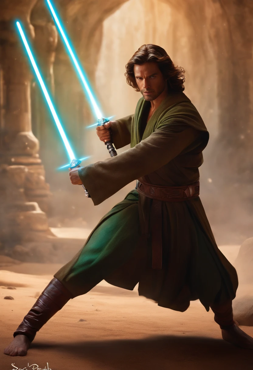 a Jedi in fighting pose