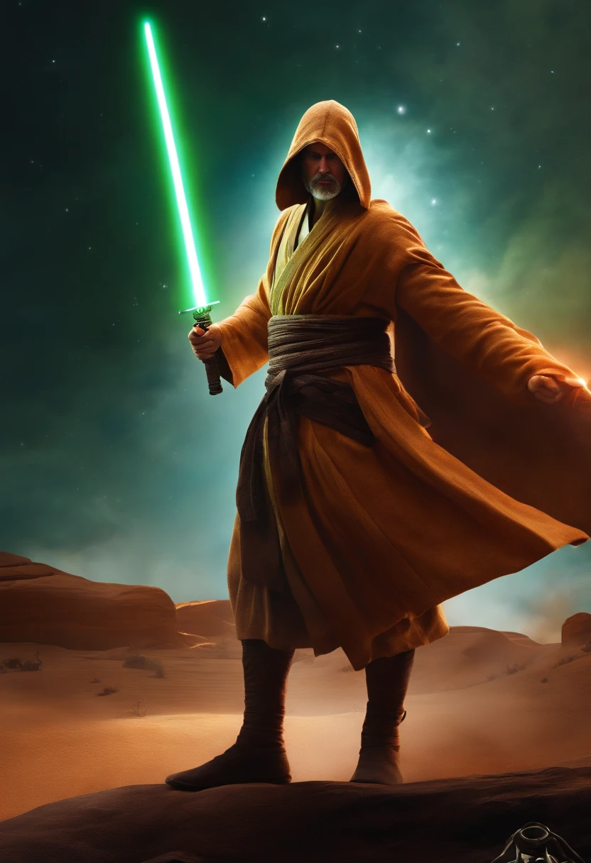 a Jedi in fighting pose