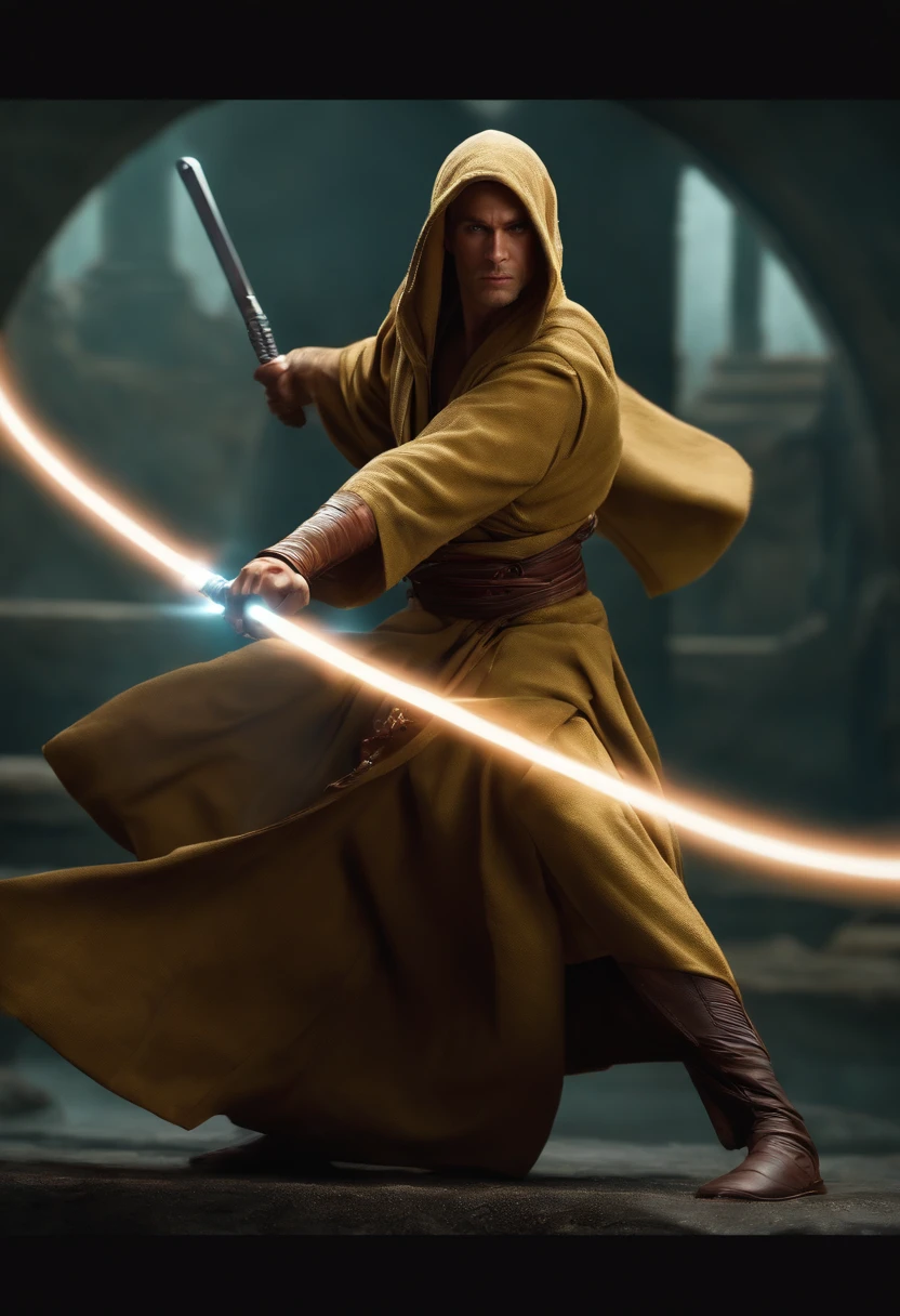 a Jedi in fighting pose