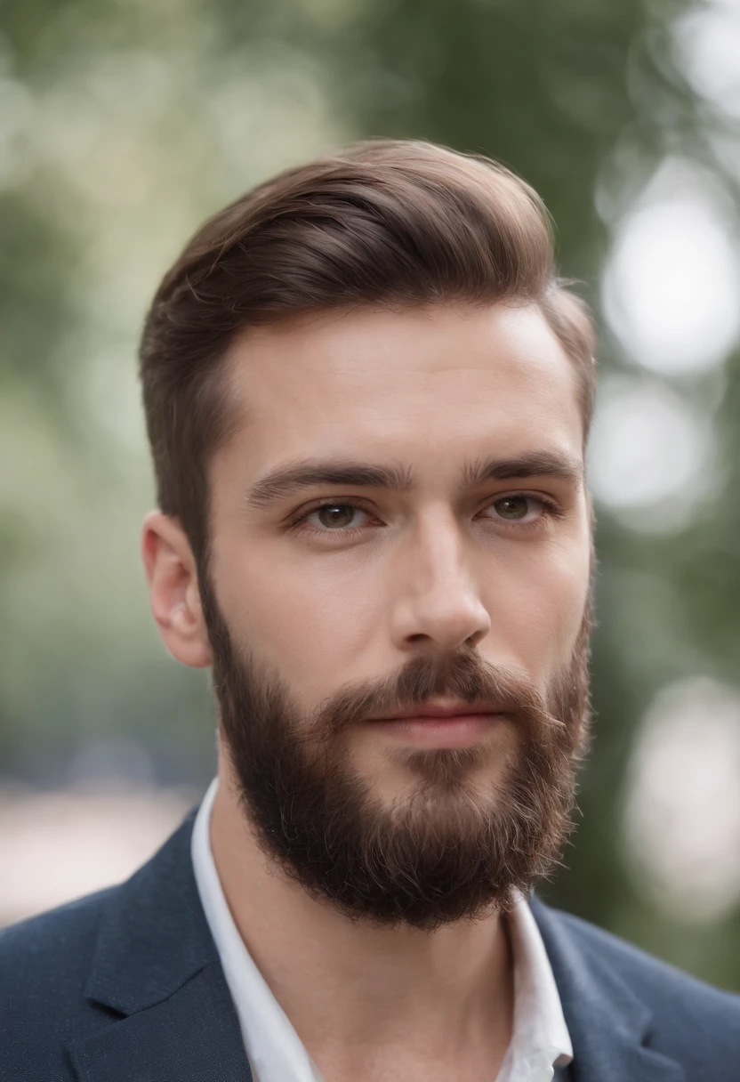 Fullard man with beard and blazer looking at the camera, very attractive man with beard, cinematic headshot portrait, thick blackbeard, groomed beard, Brown beard, bearded beautiful man, Short brown beard, Light-colored beard, Anthony Starr, grizzled beard, man with beard, Bearded man, scruffy brown beard, neat beard, big beard, Thick beard