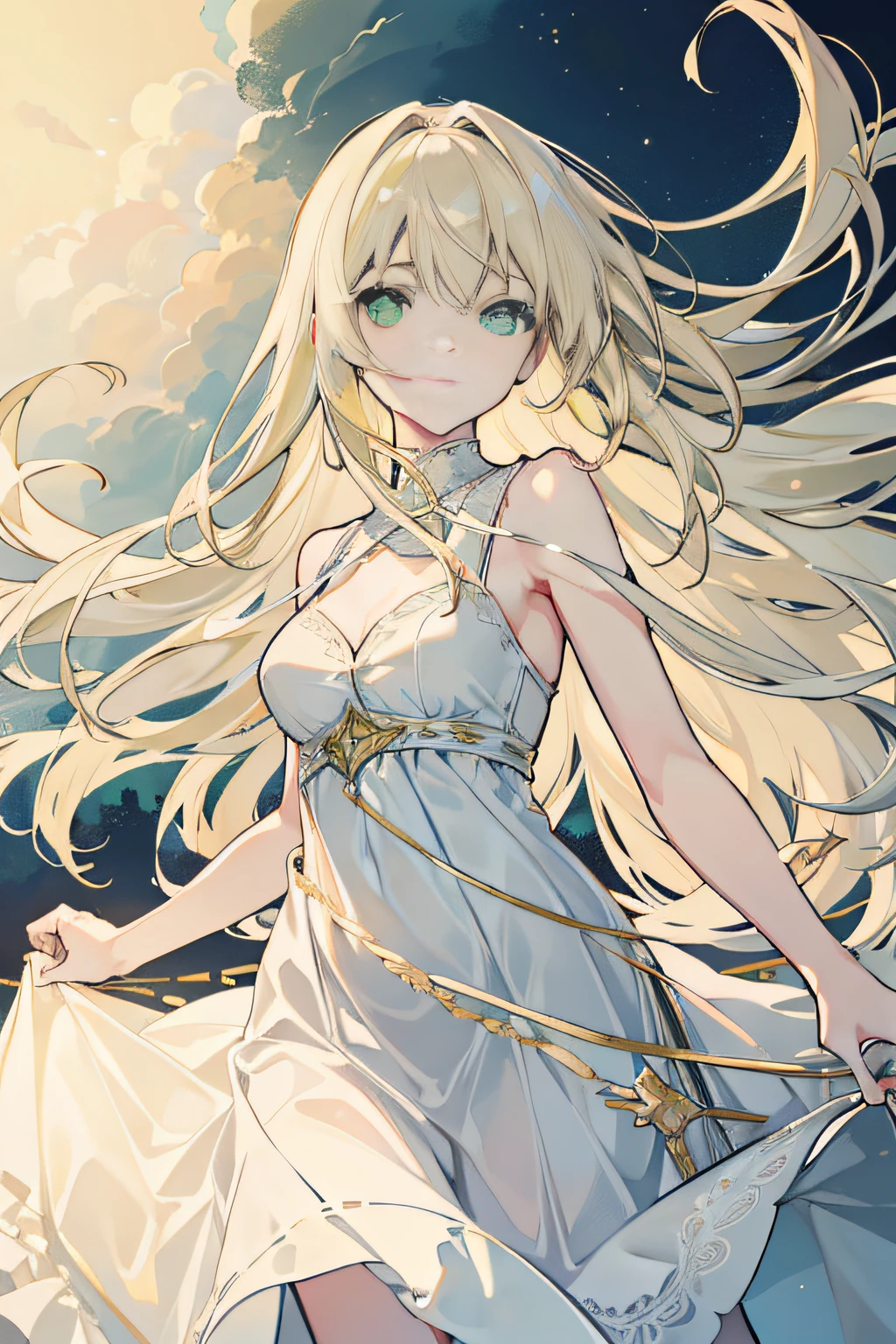 ((No bra, no panties, sheer white one-piece dress with blue roses))Yellow Hair,Yellow Eyes,Carly,Adorable,White high heels on her feet,whole body,Fingers and arms are not exposed,Yellow rose flower field in background,Blue sky and white clouds,,Happy expression,High quality light and shadow,Artistic Sense((Hair Bun))(Very long hair))((Blunt bangs))((Bitch))((tsurime))((Big eyes))((Skinny body))((expensive))(Pale skin))((Botanical Prints))((infant))((Showing nipples under shirt))(Pale skin))((Botanical Prints))((infant))((nsfw))((((5 years old)))(((infant)))((Lolita)(((naked)))