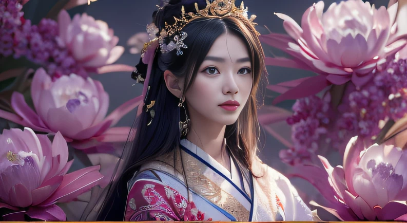 32K（tmasterpiece，k hd，hyper HD，32K）Long flowing black hair，Gold jewelry area in the back room，Smoke ring girl ，Peony flowers fly （realisticlying：1.4），Carp pattern robe，Purple-pink tiara，Pear blossoms flutter，The background is pure，Hold your head high，Be proud，The nostrils look at people， A high resolution， the detail， RAW photogr， Sharp Re， Nikon D850 Film Stock Photo by Jefferies Lee 4 Kodak Portra 400 Camera F1.6 shots, Rich colors, ultra-realistic vivid textures, Dramatic lighting, Unreal Engine Art Station Trend, cinestir 800，Hold your head high，Be proud，The nostrils look at people，32K（tmasterpiece，k hd，hyper HD，32K）Long flowing black hair，Backroom pond，zydink， a color， Asian people （A unicorn）， （Silk scarf）， Combat posture， looking at viewert， long whitr hair， Floating hair， Hanfu， Chinese clothes， longer sleeves， （Abstract propylene splash：1.2）， white backgrounid，Kirin Beast Protector （realisticlying：1.4）， （realisticlying：1.4），Scratching has a taste，The nostrils look at people， A high resolution， the detail， RAW photogr， Sharp Re，