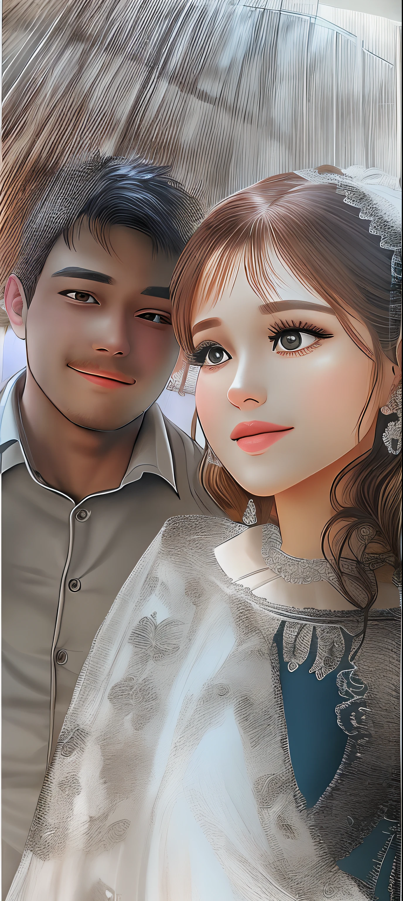 Change background to wedding couple with real original face