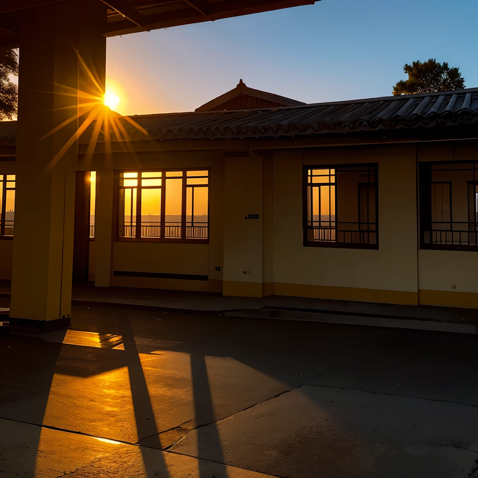 Schools,the setting sun