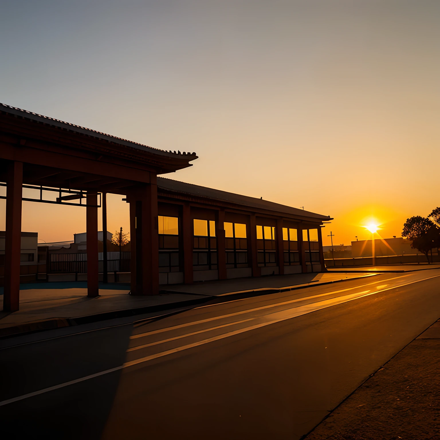 Schools,the setting sun