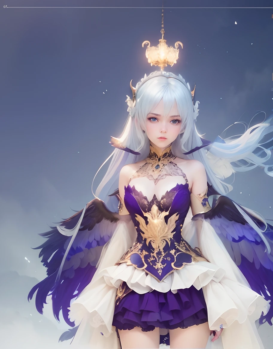 (best quality,4K,8K,hight resolution,Meisterwerk:1.2),Demon Angel,[green plumage],beautiful detailed eyes,beautiful, detaillierte Lippen,Extrem detailliertes Gesicht,lange Wimpern,[green feathered wings],Elegante Posen,gelassener Ausdruck,Leuchtender Heiligenschein,ethereal atmosphere,Portraits,Lebendige Farben,Dezente Beleuchtung,dreamy shades