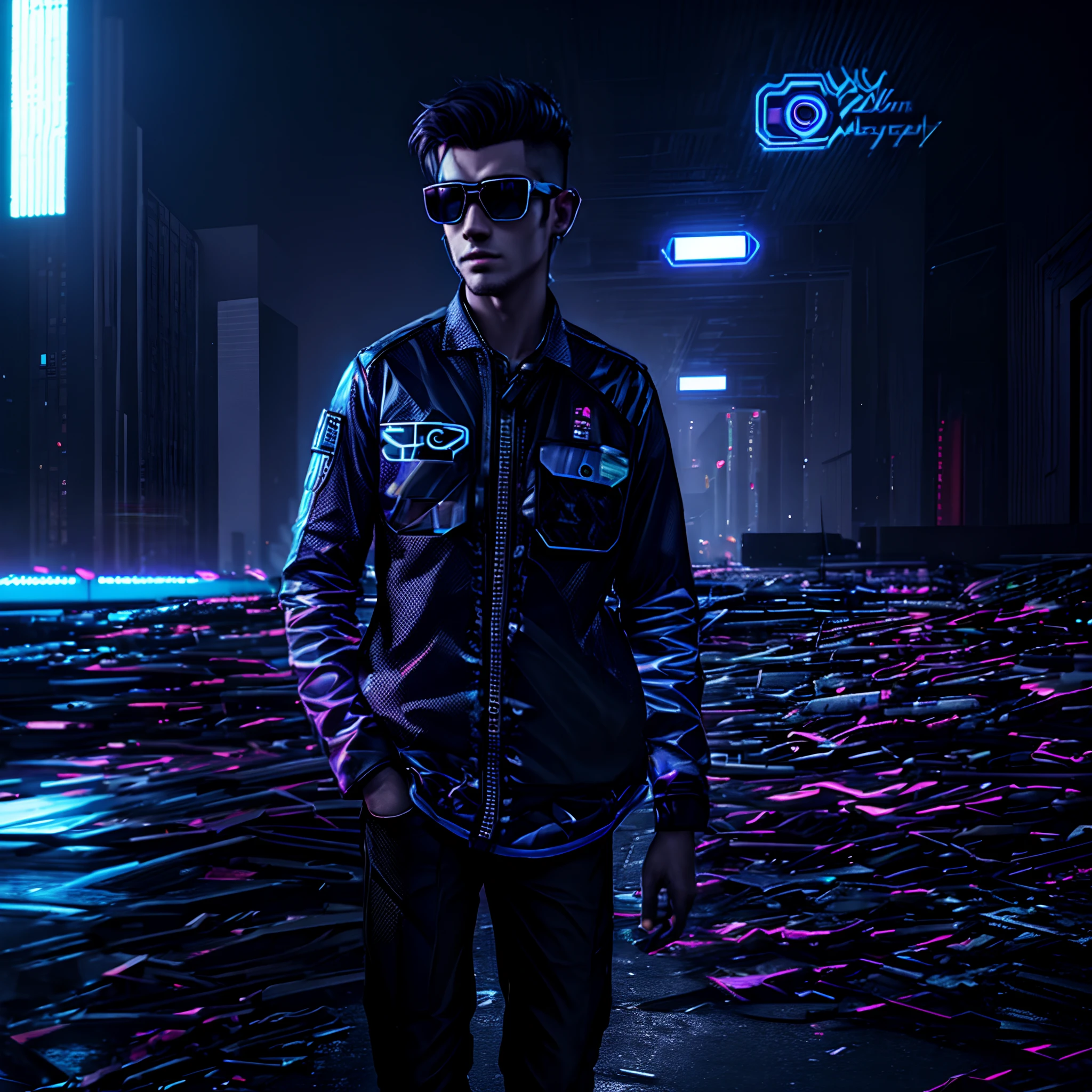 Change background cyberpunk handsome boy, realistic face,8k ultra realistic