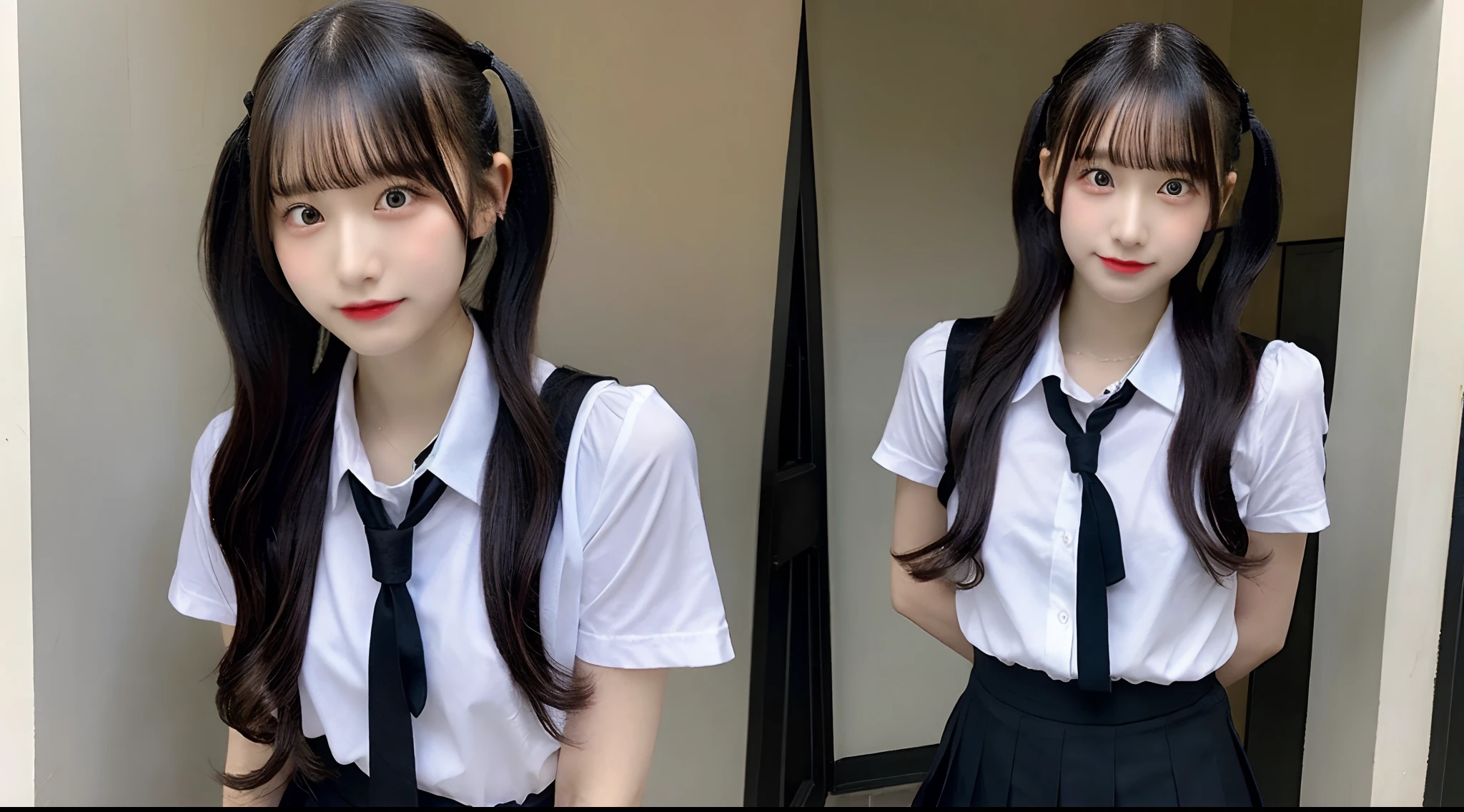 Dark miniskirt schoolgirl 18 years old(Twin-tailed)
