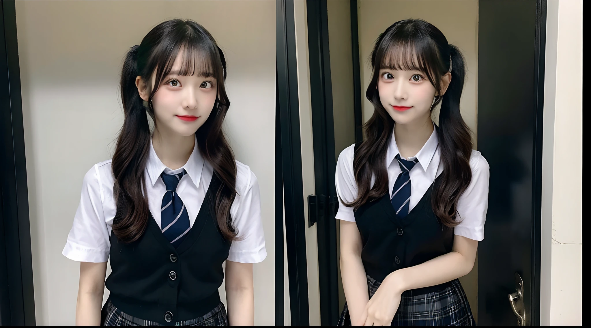 Dark miniskirt schoolgirl 18 years old(Twin-tailed)