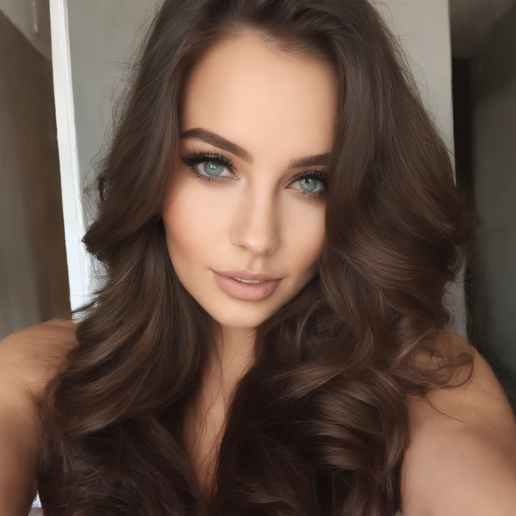 Femme arafed avec de gros seins, 21 ans, fille sexy aux yeux verts, Portrait Sophie Mudd, cheveux bruns et grands yeux, selfie of a young woman, Yeux de chambre, Violet Myers, sans maquillage, maquillage naturel, looking straight at camera, Visage avec Artgram, Maquillage subtil, Superbe photo du corps entier, piercing green eyes, Bel angle, fille mignonne, Image du corps entier, corps entier, Prise de vue du corps entier, brunette goddess, High detail, sexy pose, parti, amusement, Taille fine, dark brown hair