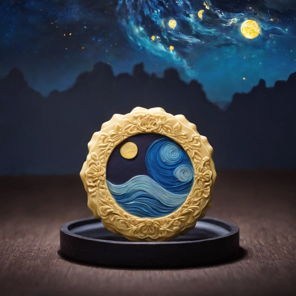 （tarot cards：1.5，rotary symmetrical），(tmasterpiece),（ultra - detailed：1.3），best qualtiy，（glittery:1.2），（dreamworld:1.4），((mooncake with Van Gogh style)),（The moon is empty），Crystal clear mooncakes，the night，Skysky，moon full，colored flowers，black tea，Cute little bunny、sweet osmanthus、Moonsky，vibrant with colors，brightly，1.4x realism，hyper-detailing，hyper HD，It's on display in this beautiful scene，（The is very detailed，reasonable design，Clear lines，High- sharpness，tmasterpiece，offcial art，movie light effect，4K）