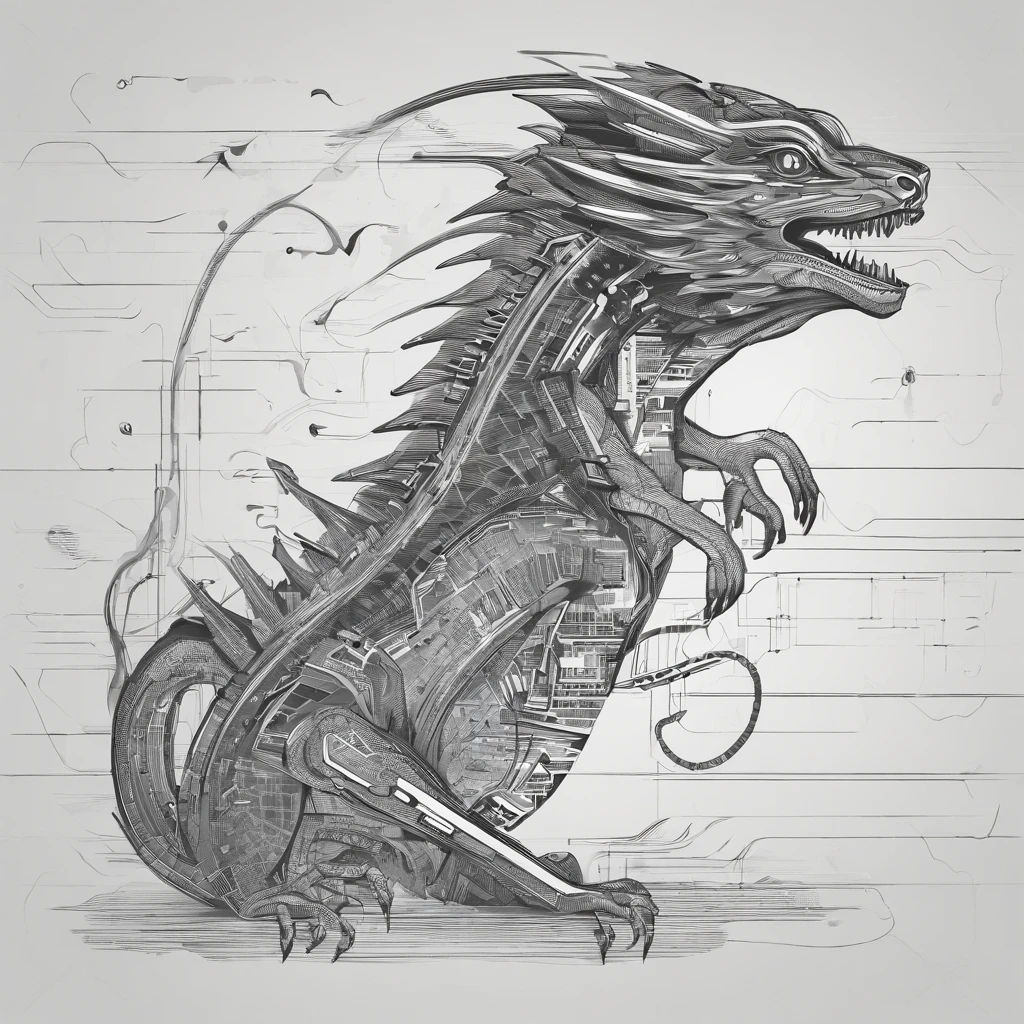 a black silhouette of a noodle dragon in a wheelchair
