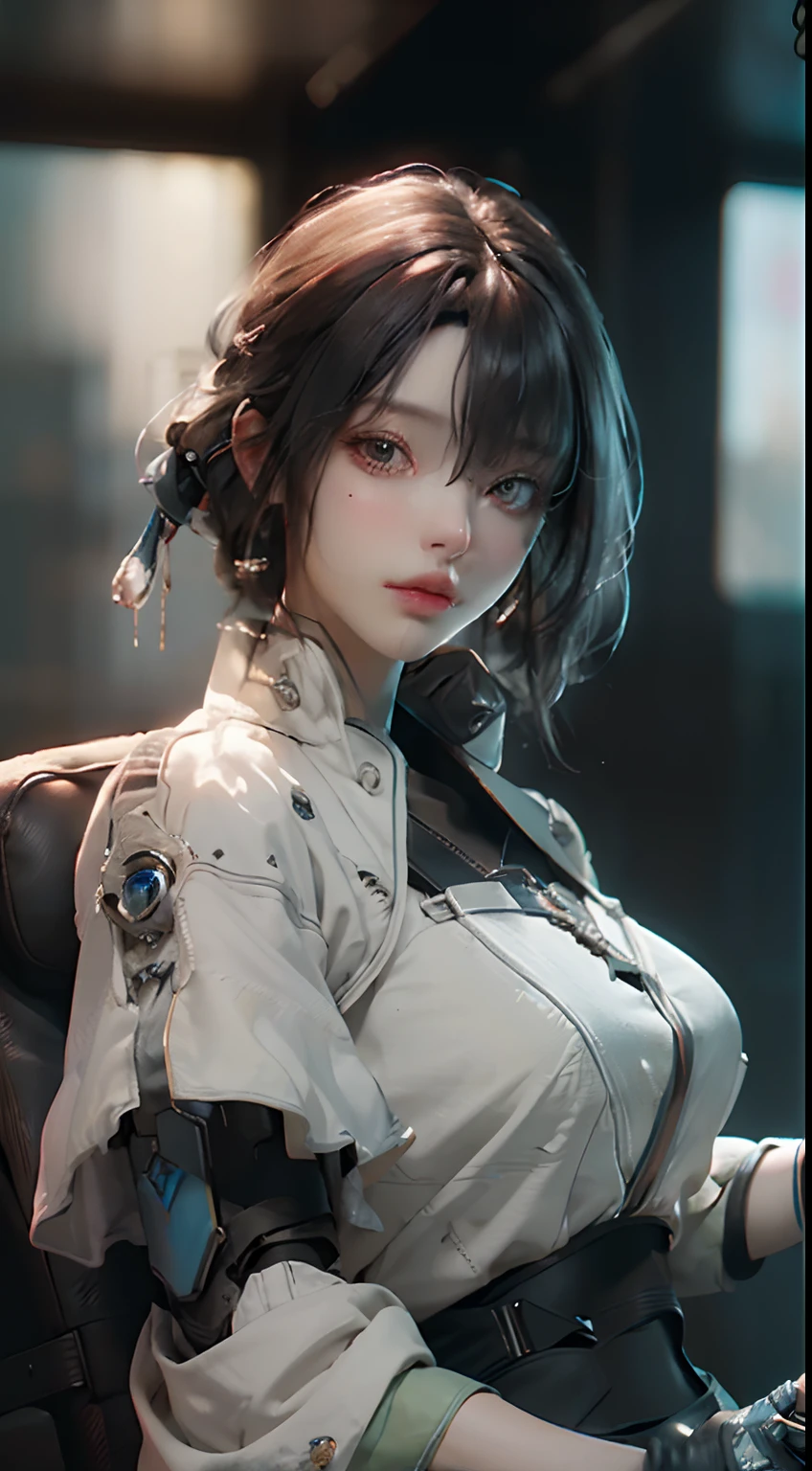 ((Best quality)), ((masterpiece)), (detailed:1.4), 3D, an image of a beautiful cyberpunk female,HDR (High Dynamic Range),Ray Tracing,NVIDIA RTX,Super-Resolution,Unreal 5,Subsurface scattering,PBR Texturing,Post-processing,Anisotropic Filtering,Depth-of-field,Maximum clarity and sharpness,Multi-layered textures,Albedo and Specular maps,Surface shading,Accurate simulation of light-material interaction,Perfect proportions,Octane Render,Two-tone lighting,Wide aperture,Low ISO,White balance,Rule of thirds,8K RAW,