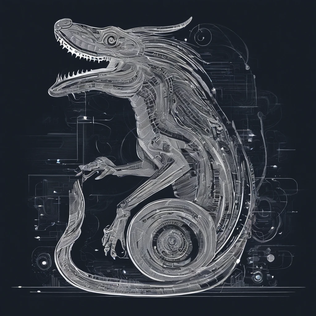 basilisk listening music, chalk illustration, childish, glitch