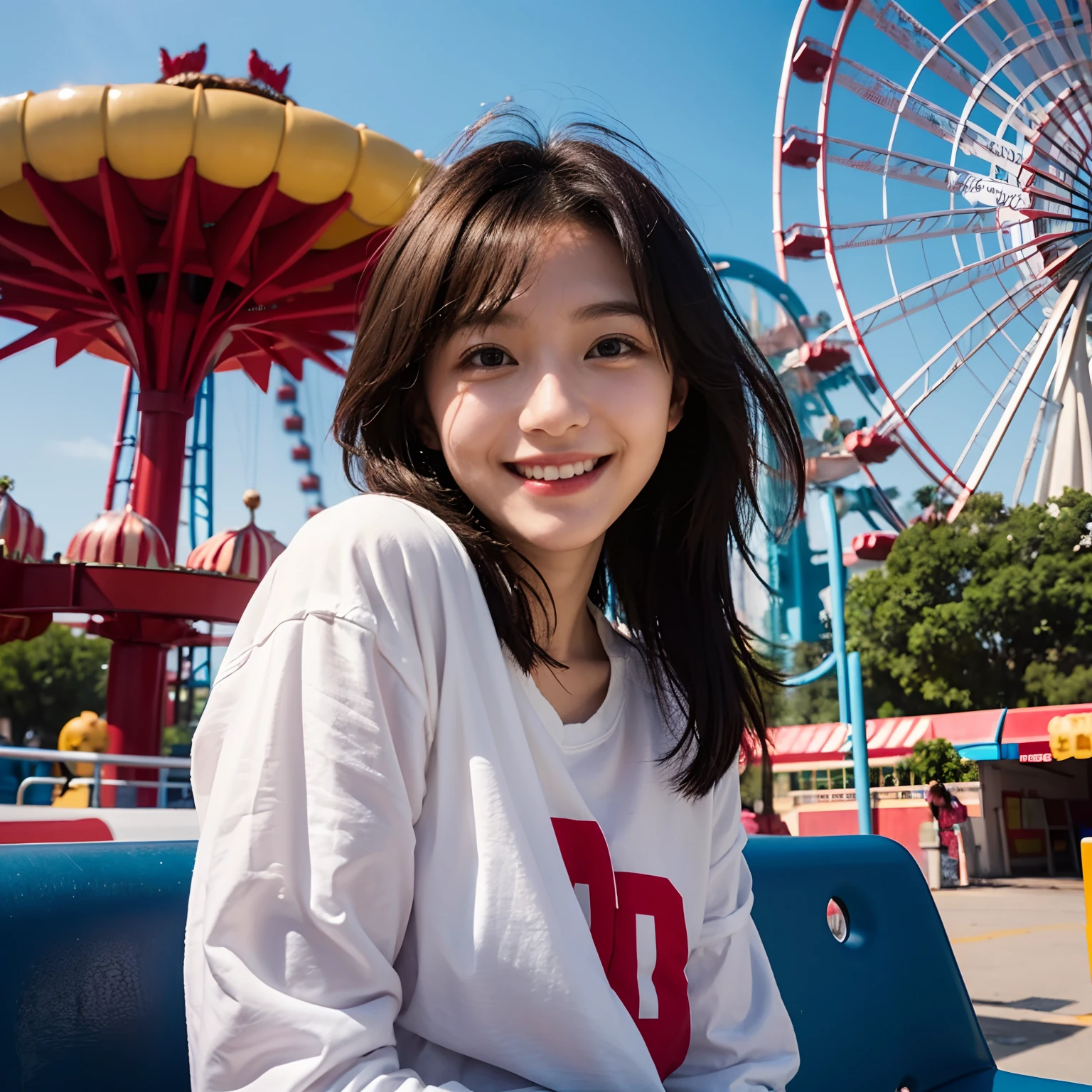 An amusement park、a smile、First female at 23 years old、
