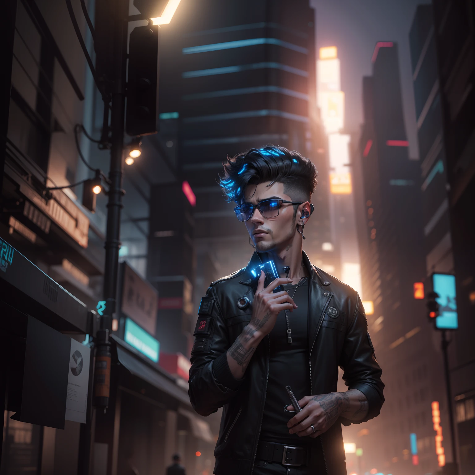 change background cyberpunk handsome boy realistic Ultra 8k realistic