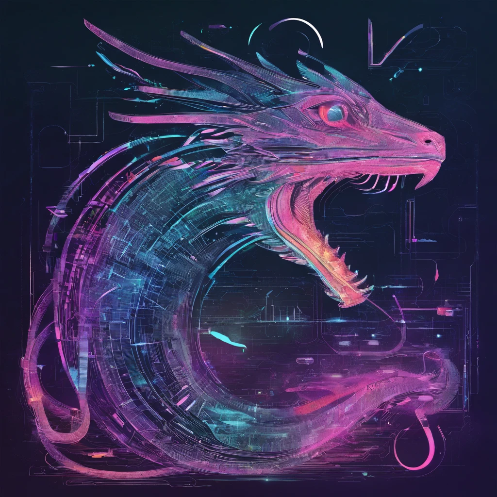 basilisk listening music, chalk illustration, childish, glitch