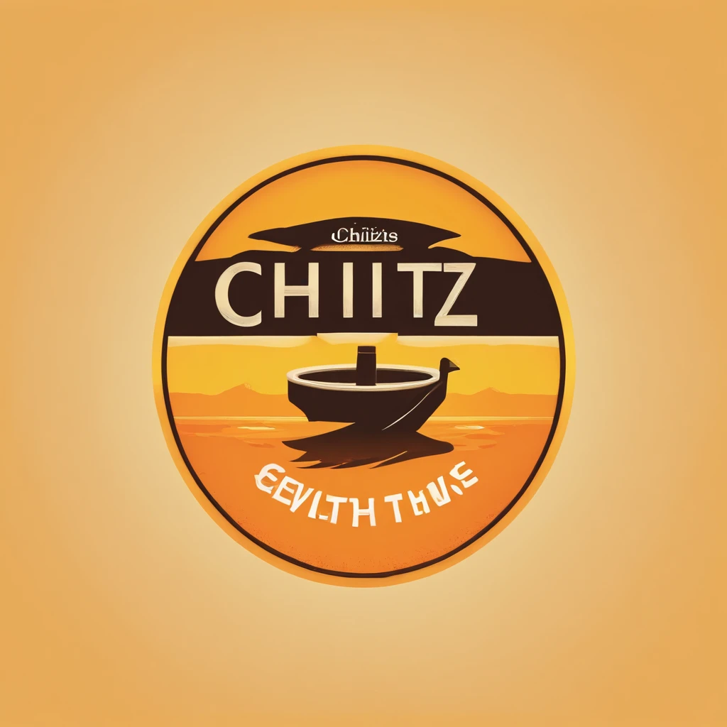 logo with text that says "ChitZ" by adding an image of chips in the logo. yellow and orange, using a unique and attractive font,