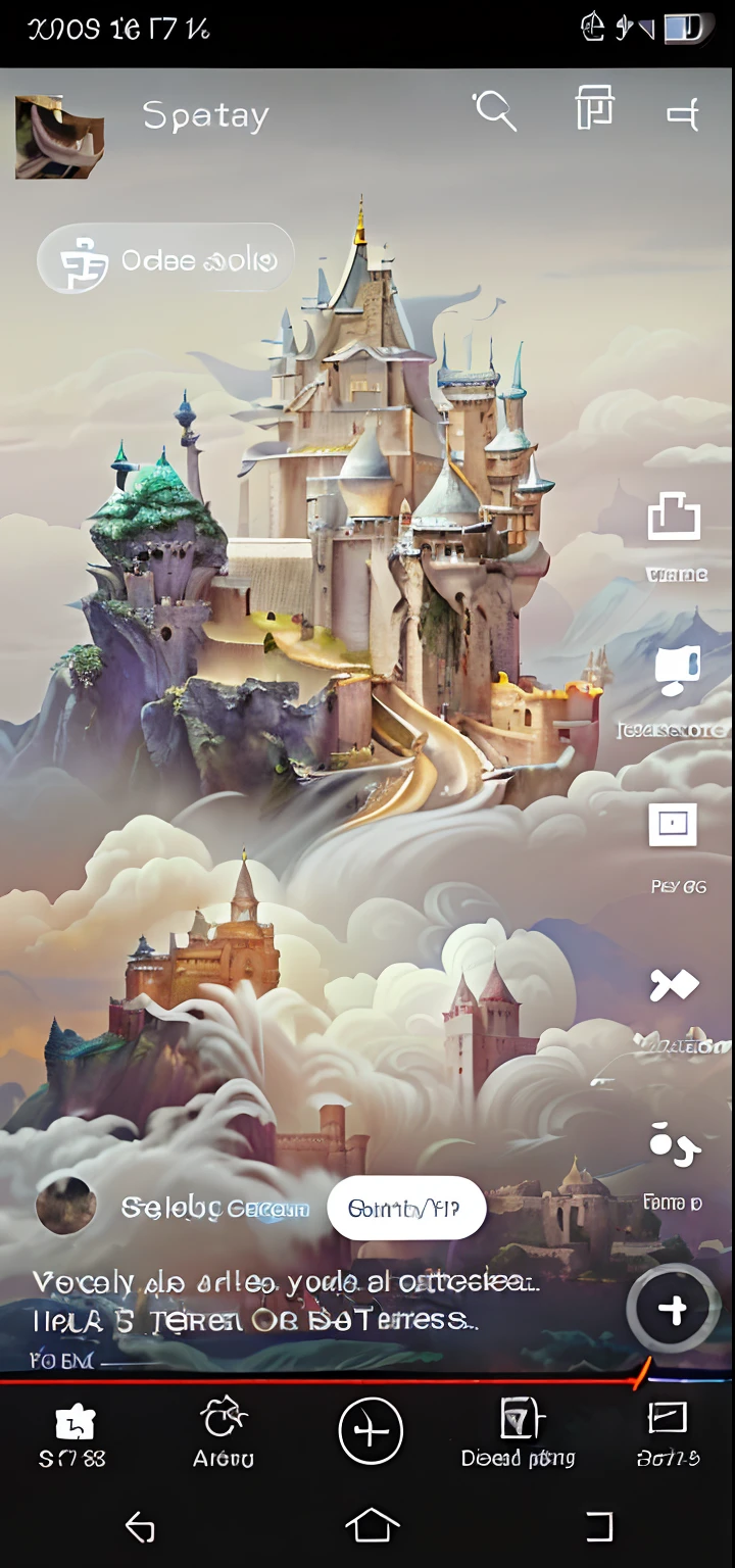 a close up of a cell phone with a picture of a building, dreamy and detailed, fantasy theme, fantasy highly detailed, amazing wallpaper, beautiful detailed fantasy, detailed dreamscape, magic fantasy highly detailed, in white clouds fairyland, flying cloud castle, background artwork, magical background, temple background, scenery art detailed, 8k high quality detailed art, wallpaper art