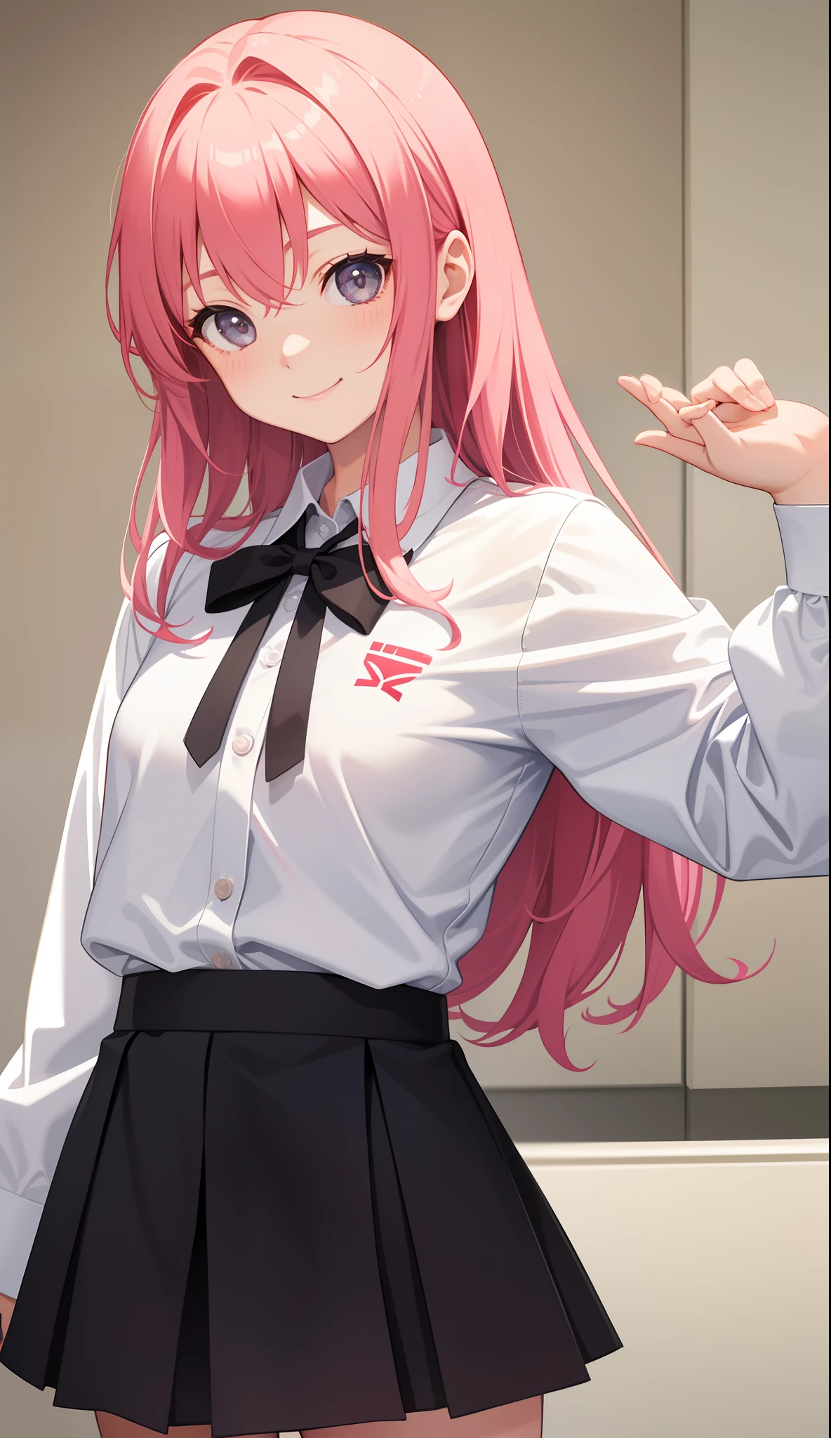 1girl in、AS-Adult、A smile、The shirt、skirt by the、(small tits)、Upper body portrait、