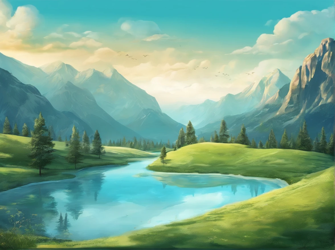 Blue sky theme, beautiful landscape, light blue base, fantastic, blurred, beautiful image,