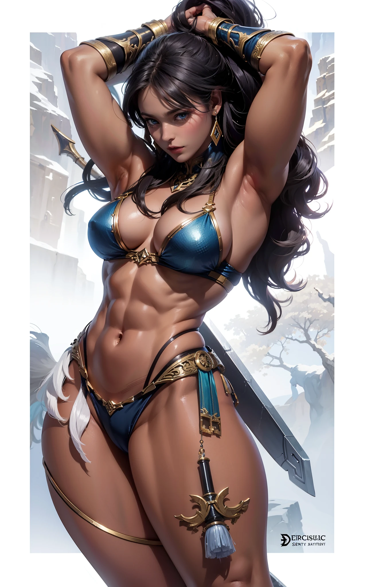 Asgard,valkyrie,Muscular woman, Senhora Cavaleiro,Anatomia correta,epic fantasy digital art,tmasterpiece,8k,high-definition resolution,desenho detalhado,Qulidade Superior,, Epic composition, músculous body