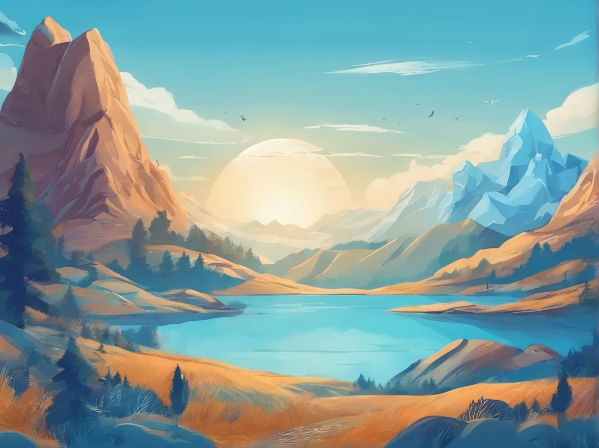 Blue Sky theme, Beautiful Landscapes, Light Blue Base, Fantastic, Blurred, beautiful image,Polite themed images