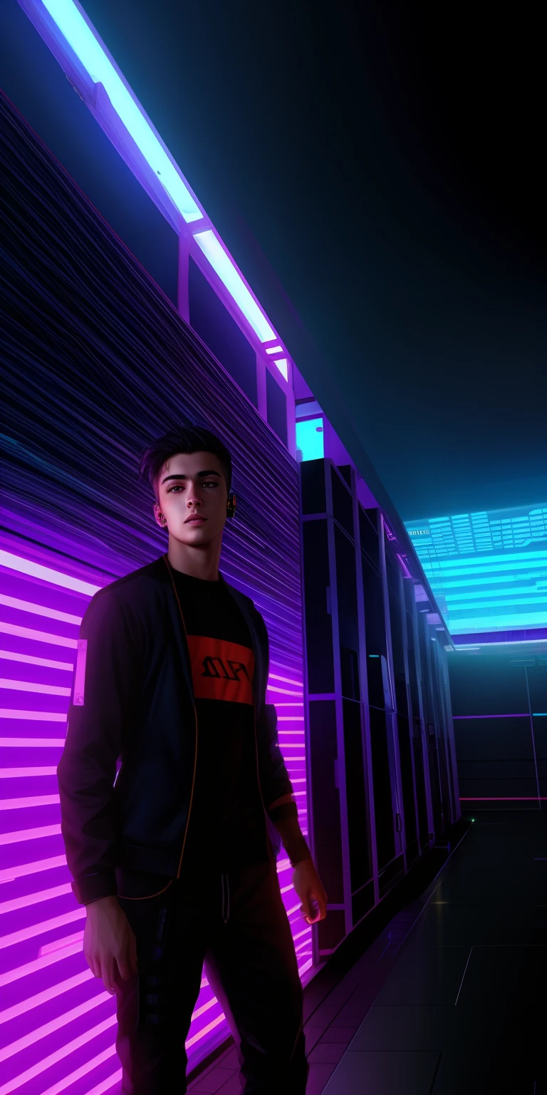 Change background, cyberpunk, realistic, handsome boy, realistic, face