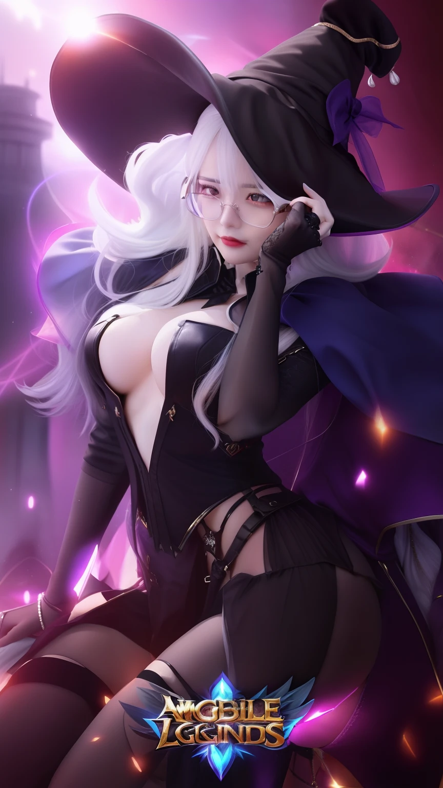 mobile legends wallpapers mobile legends wallpapers mobile legends, extremely detailed artgerm, style artgerm, ig model | artgerm, trending artgerm, morgana from league of legends, ! dream artgerm, style of artgerm, artgerm style, ashe, artgerm detailed, artgerm lau, as seen on artgerm, a woman using glasses, white hair, using witch hat, her left hand hold the hat, her violet eyes looking to camera,  face