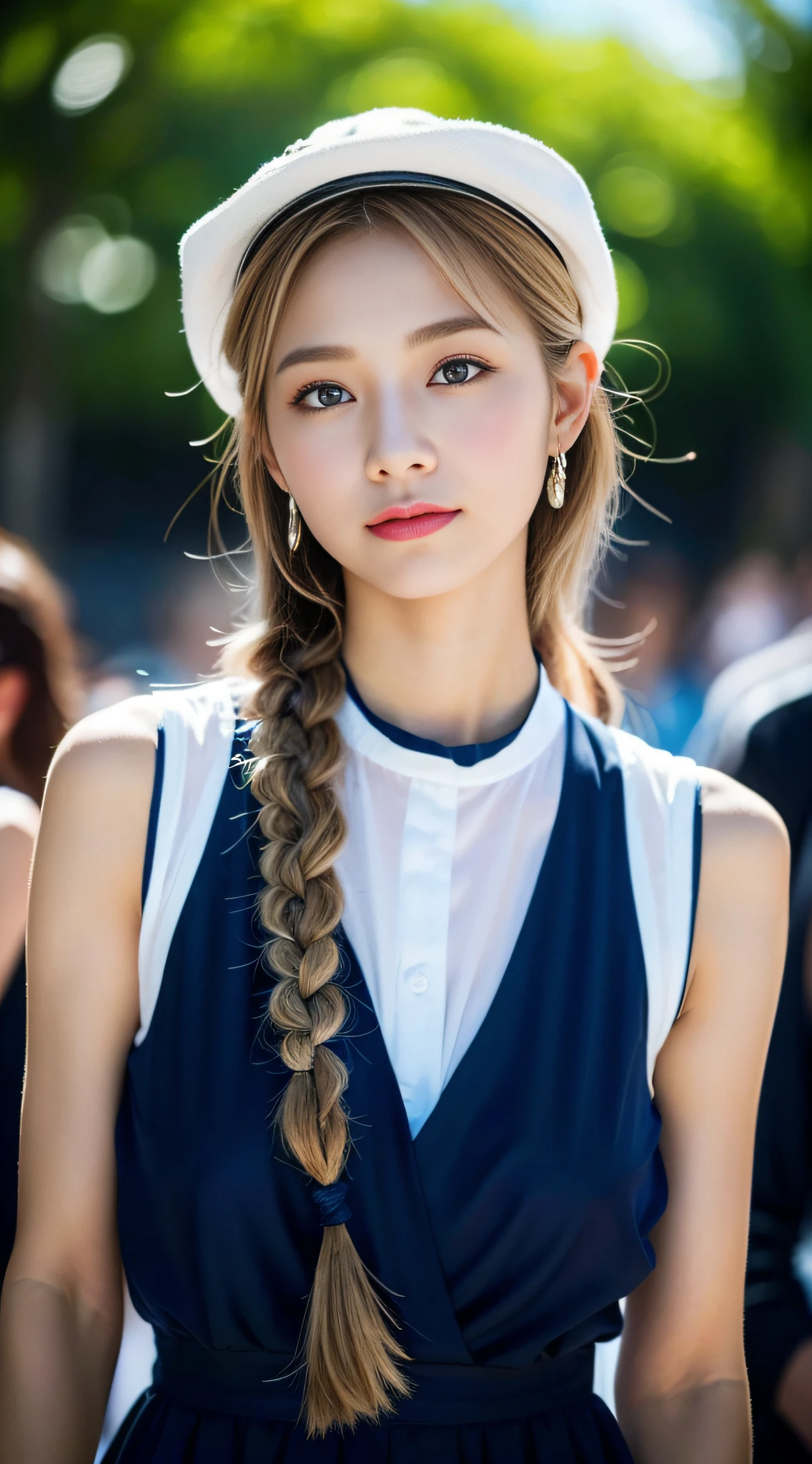 (((32K,very high res, high detailing, highly accurate,Masterpiece Girl 1))),Raw photo & realistic atmosphere,beautiful dark blue eyes,Detailed mouth,Glossy lips,Detailed eyebrows,Soft white skin that shines with every detail,,Eyes drawn in detail、Very beautiful eyes with azure eyes,Detailed lips、Very beautiful face,Very well-formed face、Lifelike face,shiny beautiful lips,Beautiful eyebrows,Infinite reality,Best design,(Insanely cute sober and modest Japan 18-year-old girl,,Toned body,Perfect Gal Leader Model,Beautifully shaped breasts,Very cute beautiful girl,Little Girl:1.5),Best Natural Makeup,Japanese ido,Korean Idols,Young sensual idol,Moist eyes,Dark beautiful eyes,Beautiful butt,beauty legs,,camel's foot,:1.3),超A high resolution、,Natural and realistic face,Back lighting,Pure eyes are too cute,(((photorealisim,Photograph the whole body))),,Reality Live Action,(simple earrings,a necklace,nailart,Colorful Outdoor Fashion,Hair braided and tied in a mixture of blonde and blue,独奏,Lori,Smile faintly,full body Esbian:1.7),(Show full-body fashion,Beautiful and dark15Year old schoolgirl,Farbe々Shaped outdoor hat,Music Events,Music festival in the rain:1.8),(Dense and beautiful tattoo art on the chest,Penlight,Smoke in the venue:1.9)
