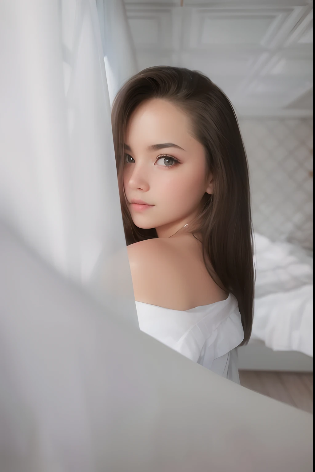 Tender photo,the girl is a brunette, Bright photo,真实感, clear photo