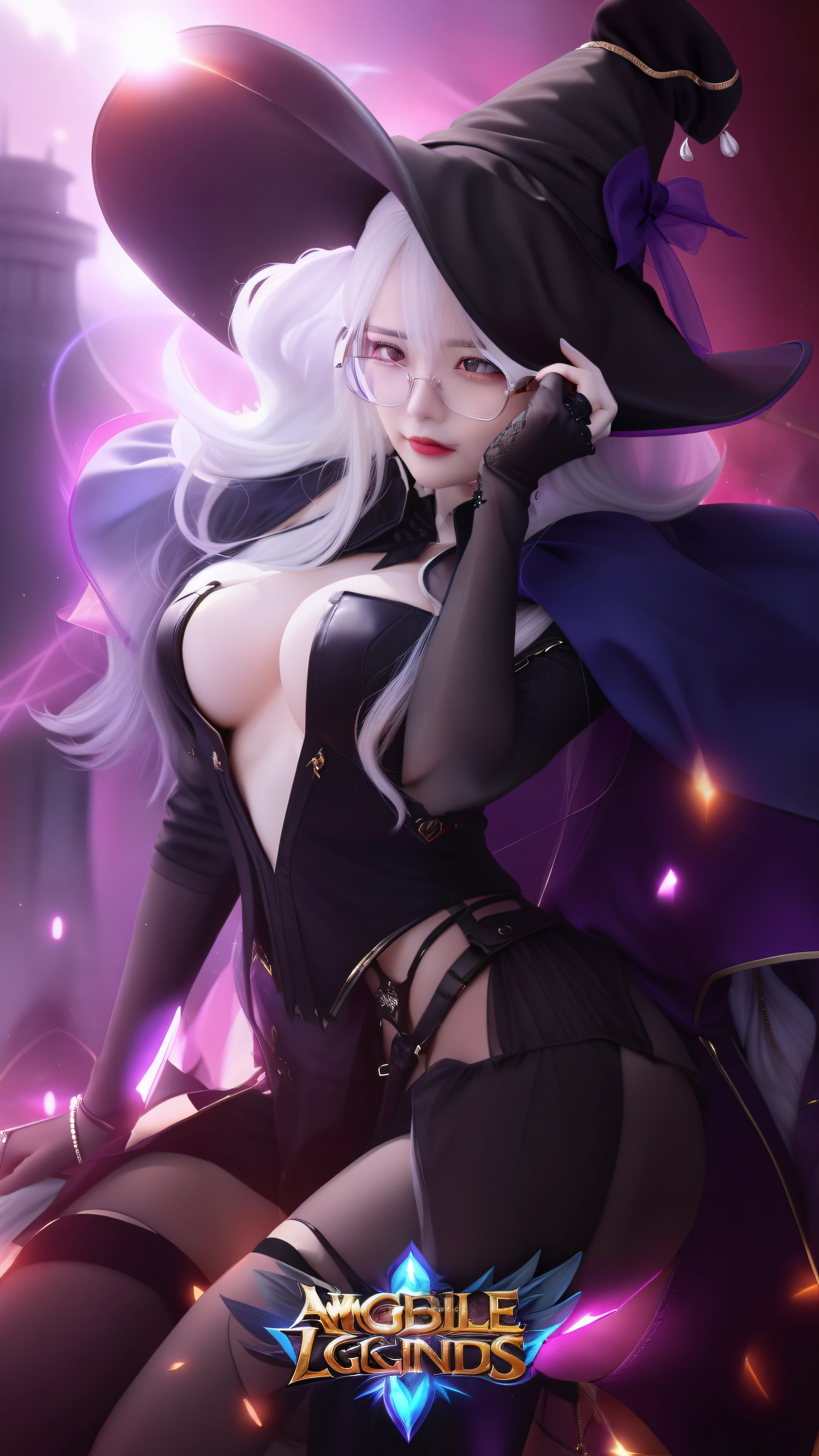 mobile legends wallpapers mobile legends wallpapers mobile legends, extremely detailed artgerm, style artgerm, ig model | artgerm, trending artgerm, morgana from league of legends, ! dream artgerm, style of artgerm, artgerm style, ashe, artgerm detailed, artgerm lau, as seen on artgerm, a woman using glasses, white hair, using witch hat, her left hand hold the hat, her violet eyes looking to camera, face