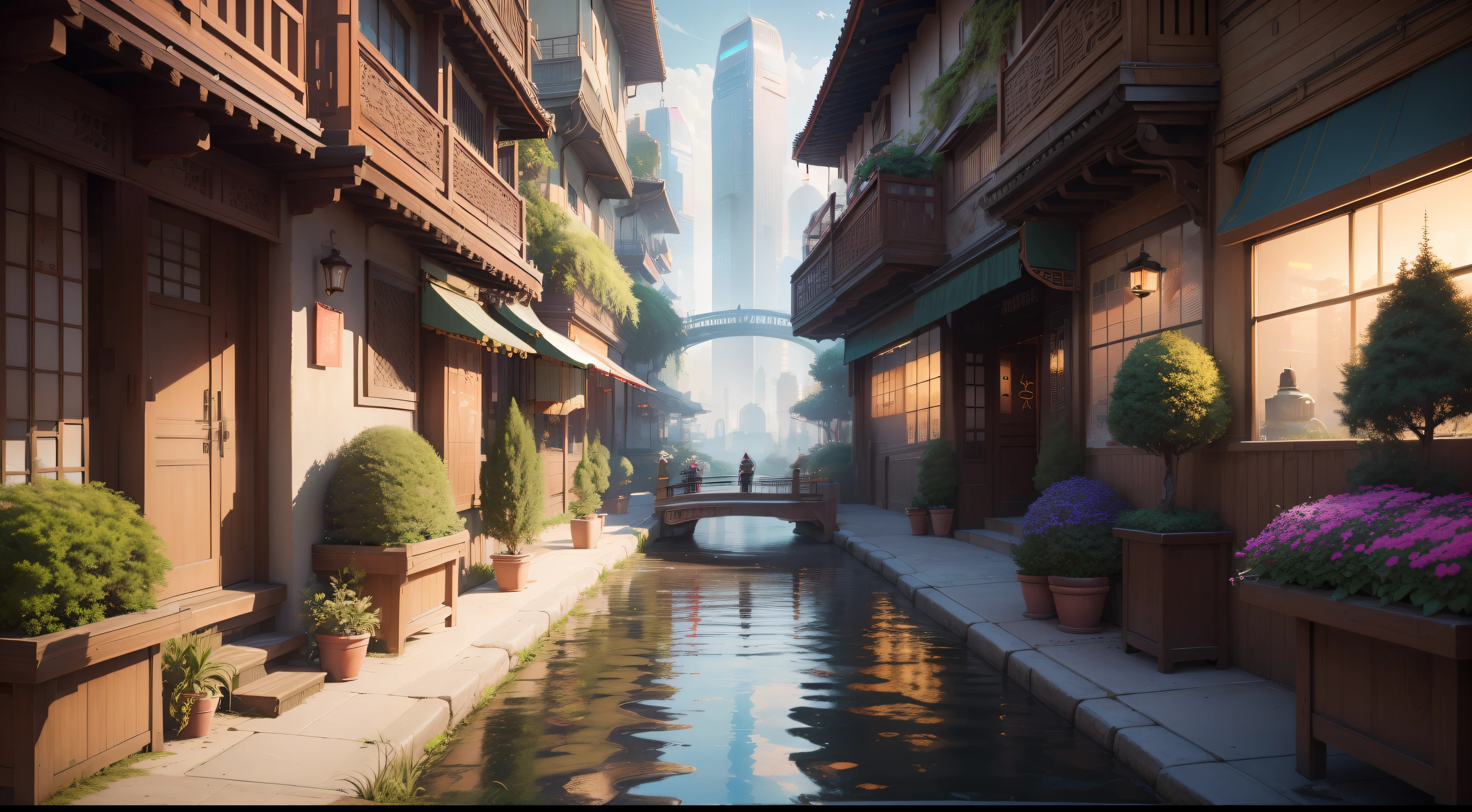 (top-quality,tmasterpiece,超A high resolution8K),(cyber punk perssonage,Cidade futuristica),(Dream, sfv),(epcot),(skyscrapper),{Chinese Garden}