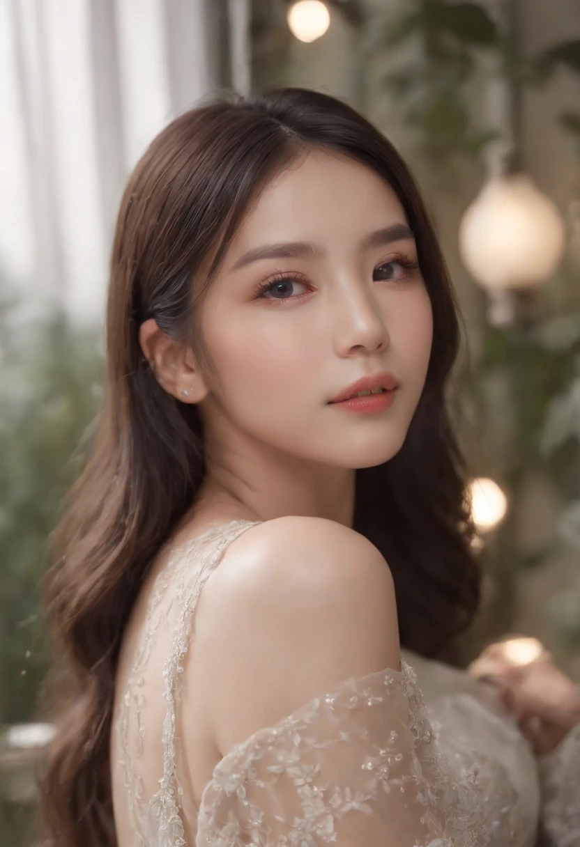 1girll,(enchanced quality:1.4),(Top quality true texture skin), Delicate face,Black hair, Gradient hair, Petite body,(perfect bodies:1.1), There are precious stones on the forehead, rimless eyewears, Sparkling pupils,long eyelasher,grin, hyper photorealism, Cinematic lighting, projected inset, surrealism, hyper HD, Masterpiece, 16k,Lie down,dream on,Wear transparent silk pajamas,Carmelto,Legs slightly open,Tattooed with,Fantasy space,Luxurious space