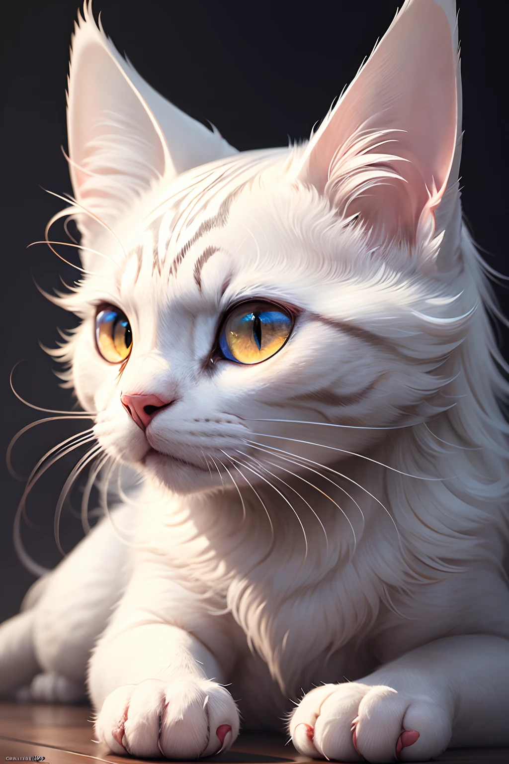 White background,high detailed art, Highly detailed digital art, The cat's eye is clear