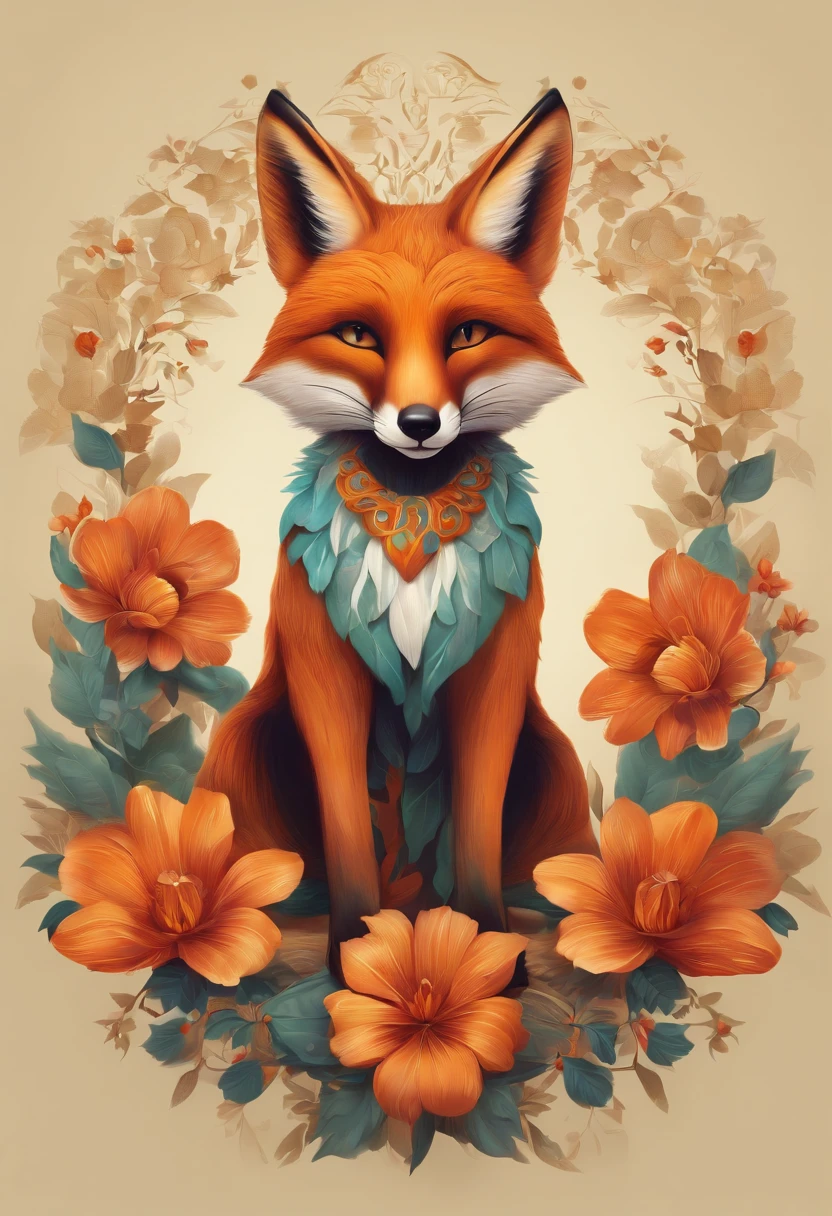 Fox anthropomorphic archaic flower