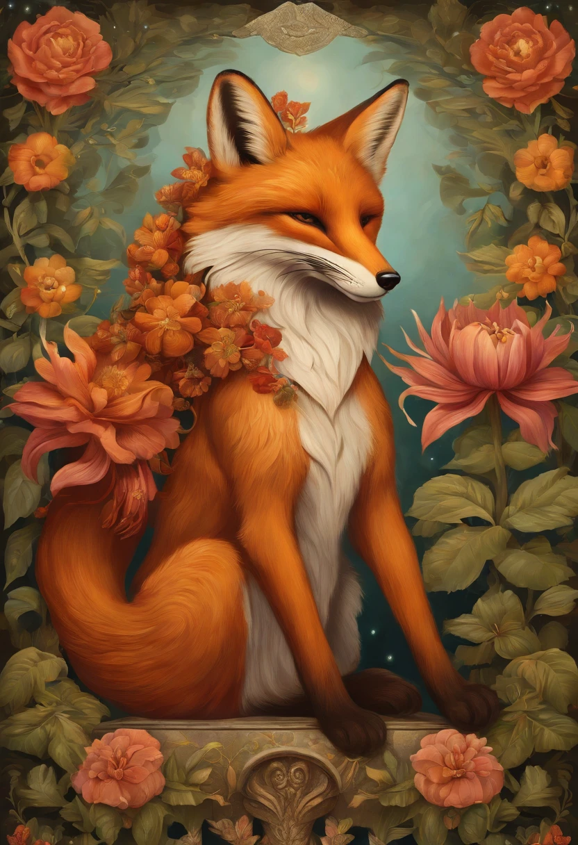 Fox anthropomorphic archaic flower
