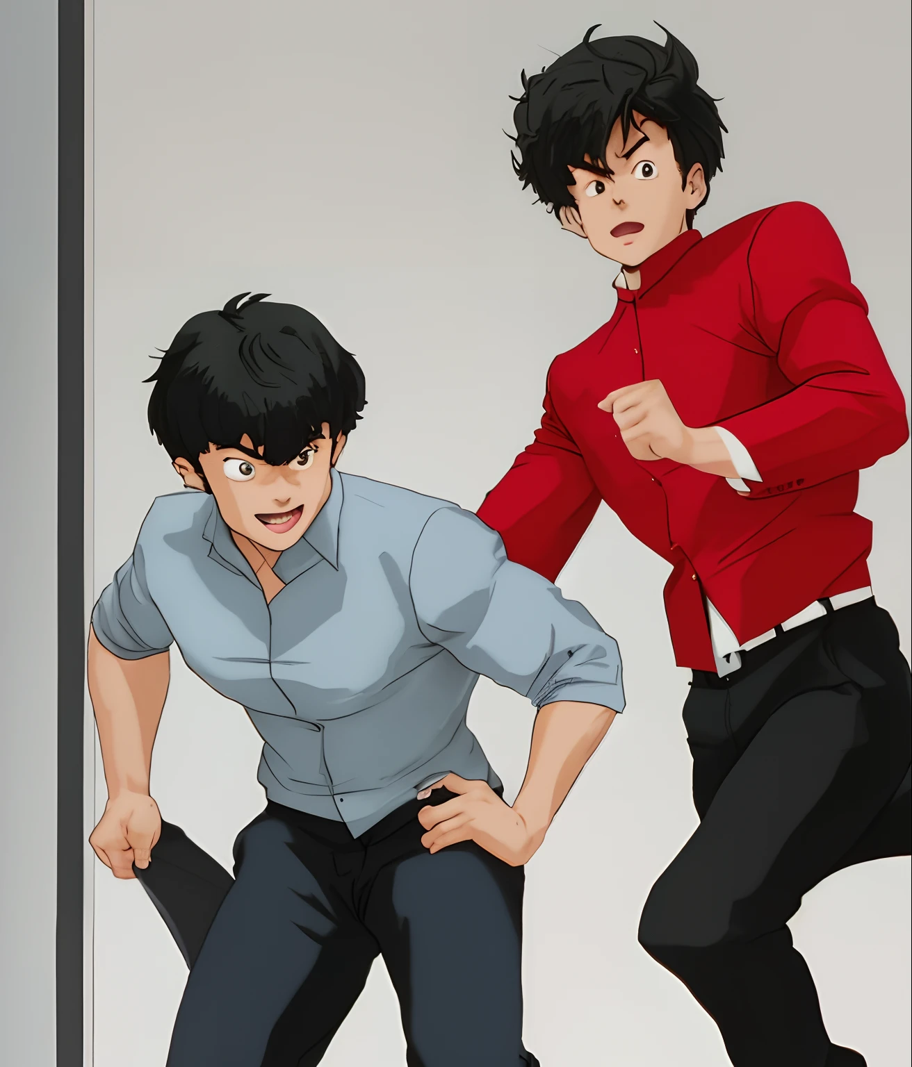 Drawing of a man playing a prank with another man, Dynamic Poses, dynamic pose perspective, Dynamic extreme shortening, Dynamic poses and perspective, various action poses, Dynamic Action Poses, full body dynamic pose, dynamic perspective pose, Full body!! Dynamic Pose, Action Pose Reference, fullllbody!! Dynamic Action Pose, anime pose, Dynamic Action Pose