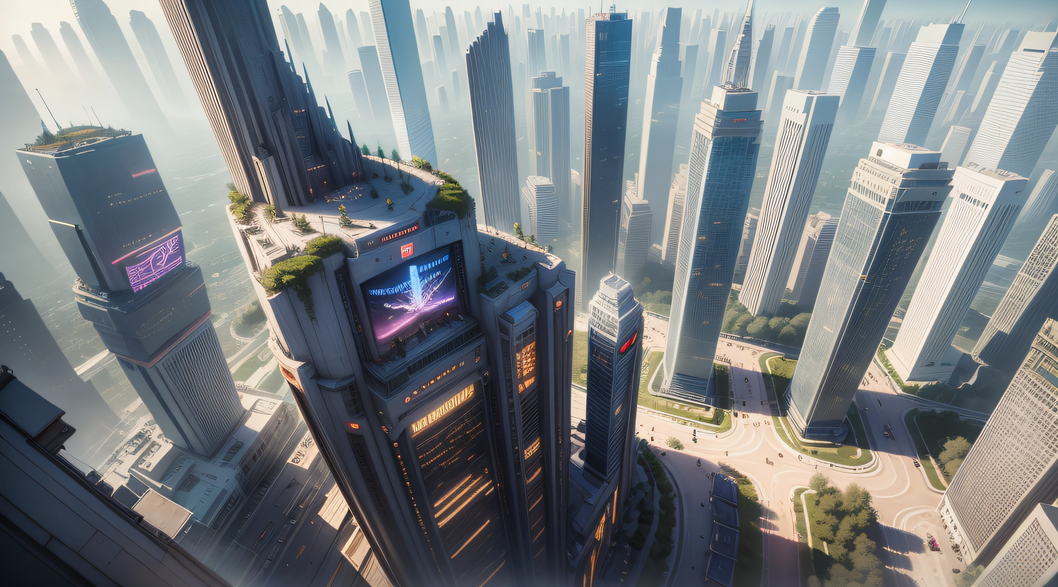 (top-quality,tmasterpiece,超A high resolution8K),(cyber punk perssonage,Cidade futuristica),(Dream, sfv),(epcot),(skyscrapper),{The Chinese courtyard blends with futuristic architecture}