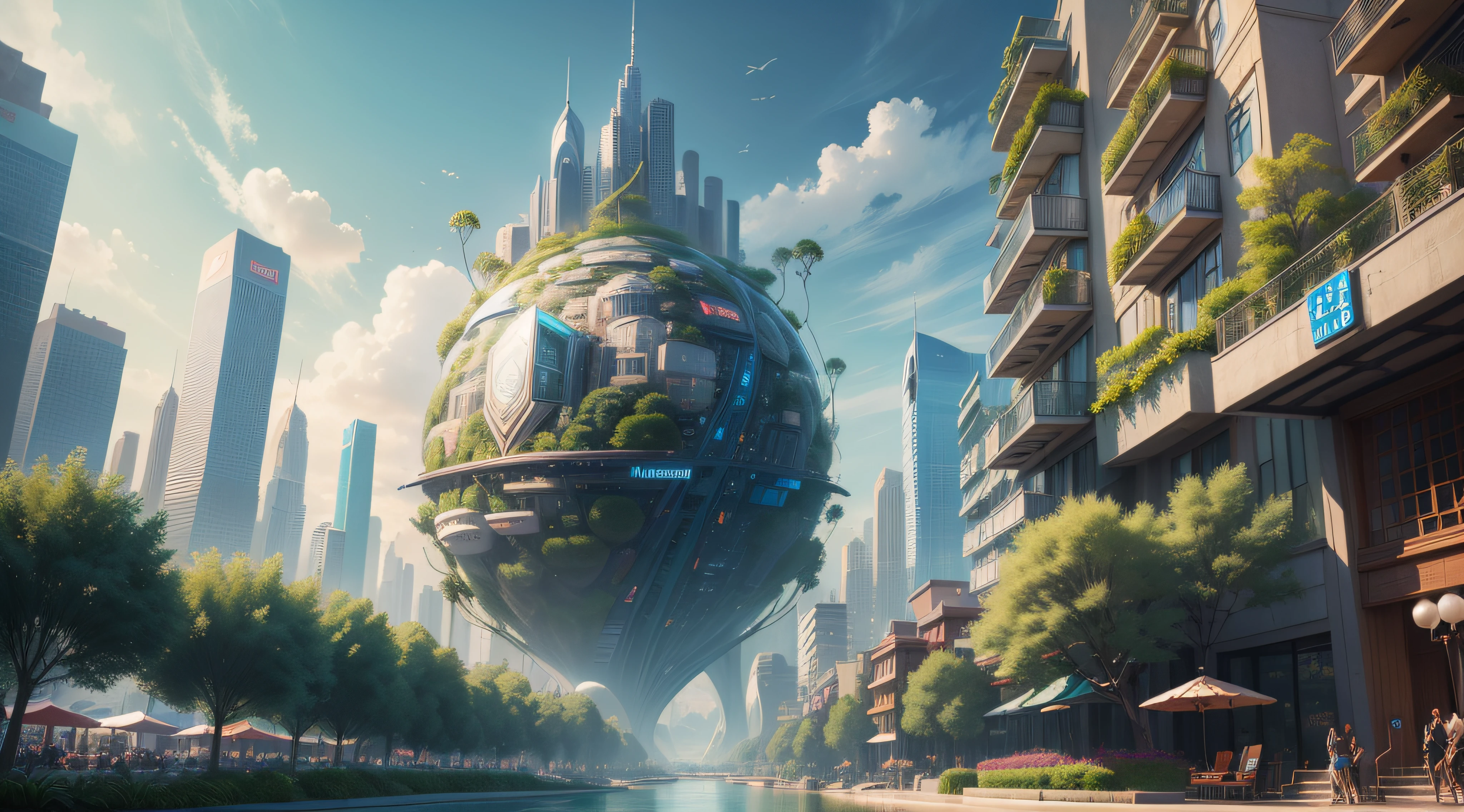 (top-quality,tmasterpiece,超A high resolution８K),(cyber punk perssonage,Cidade futuristica),(Dream, sfv),(epcot),(skyscrapper),{The Chinese courtyard blends with futuristic architecture}