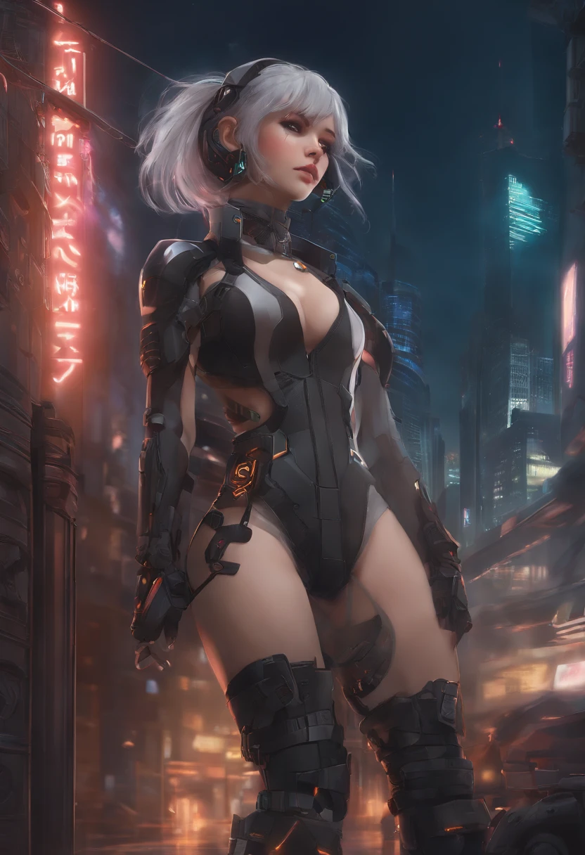 Anime girl in dress and headband standing in front of a building, digital cyberpunk anime art, digital cyberpunk - anime art, anime cyberpunk art, Cyberpunk anime girl, cyberpunk anime girl mech, anime style 4 k, best anime 4k konachan wallpaper, cyber school girl, cyberpunk anime art, portrait anime space cadet girl, anime girl of the future, dreamy cyberpunk girl, naked, sexy, bare legs, bare chest, large breasts,