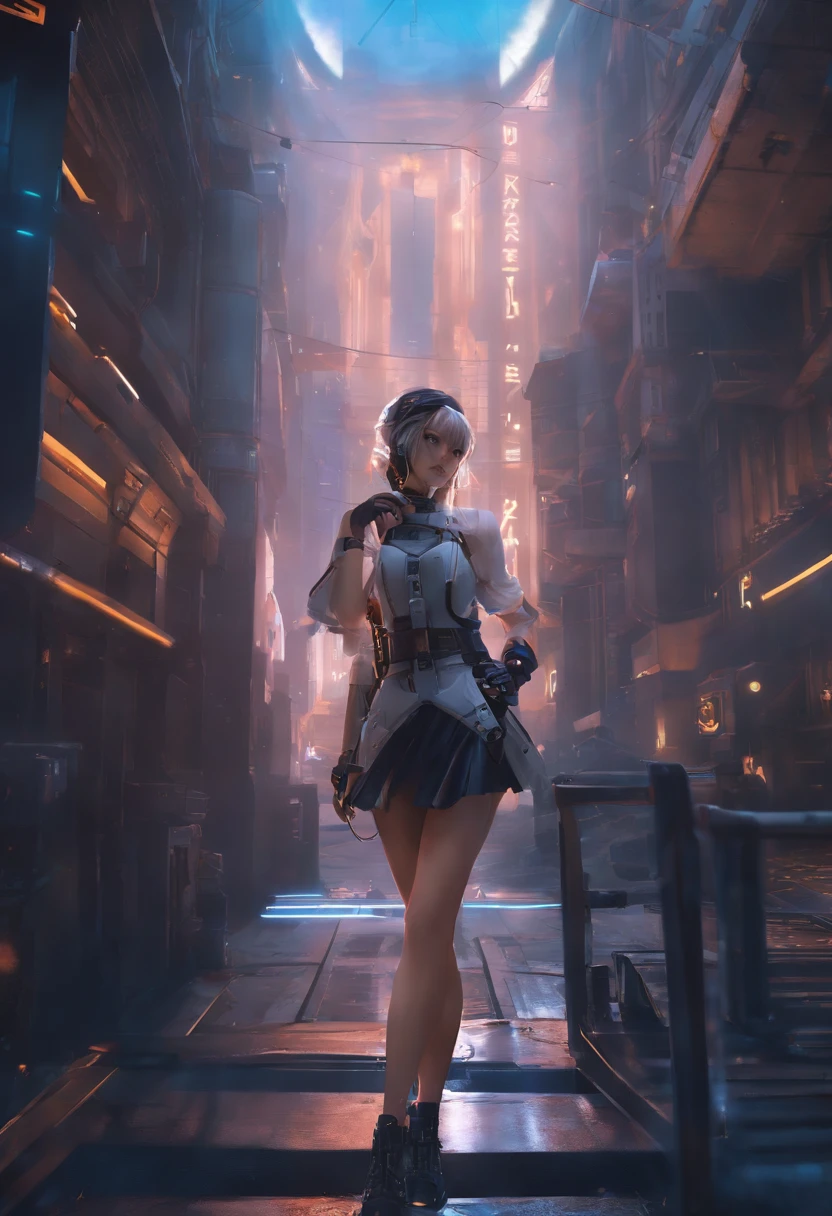 Anime girl in dress and headband standing in front of a building, digital cyberpunk anime art, digital cyberpunk - anime art, anime cyberpunk art, Cyberpunk anime girl, cyberpunk anime girl mech, anime style 4 k, best anime 4k konachan wallpaper, cyber school girl, cyberpunk anime art, portrait anime space cadet girl, anime girl of the future, dreamy cyberpunk girl, naked, sexy, bare legs, bare chest, large breasts, look from above, large ass,