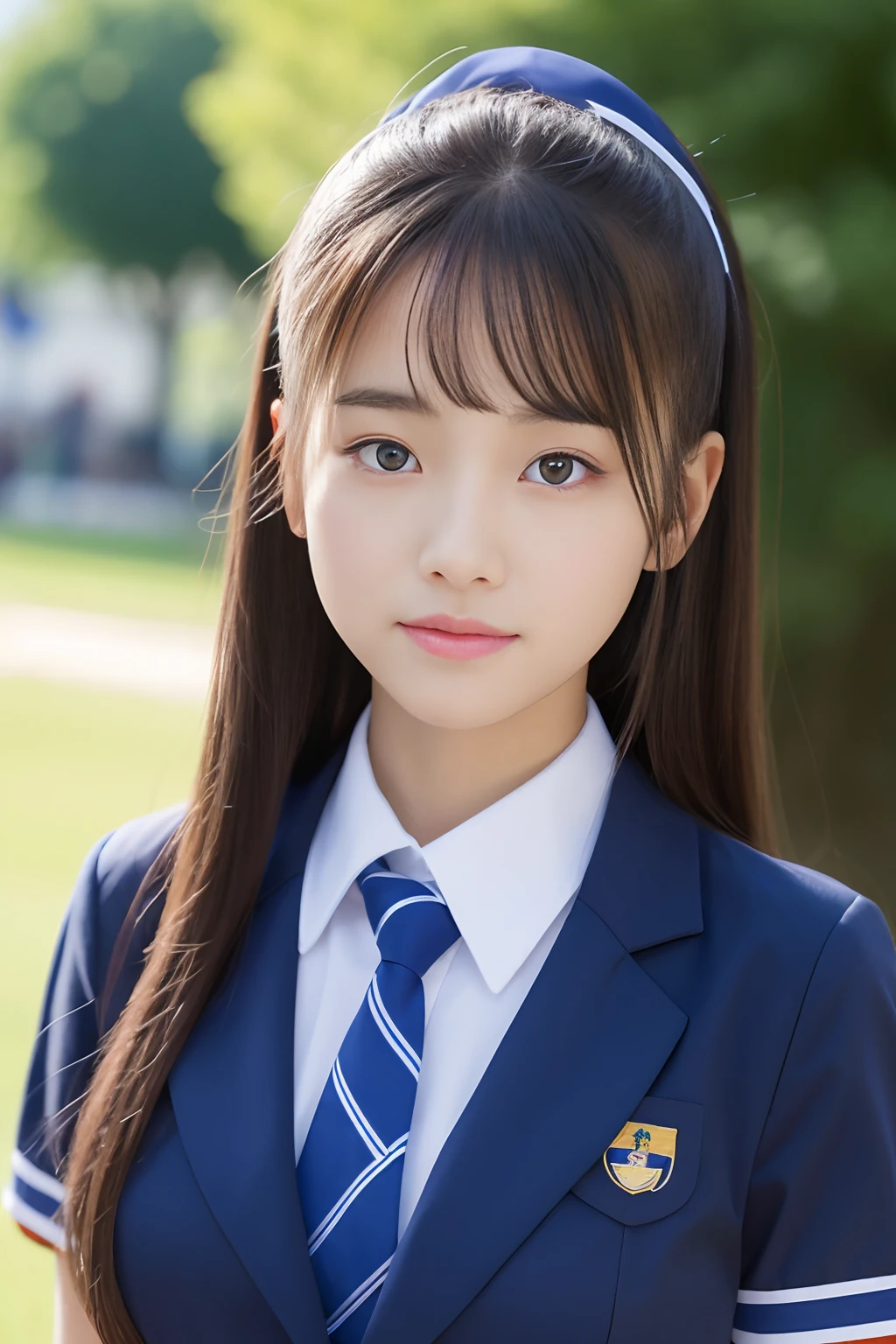 8K beautiful girl in summer uniform with double eyelids