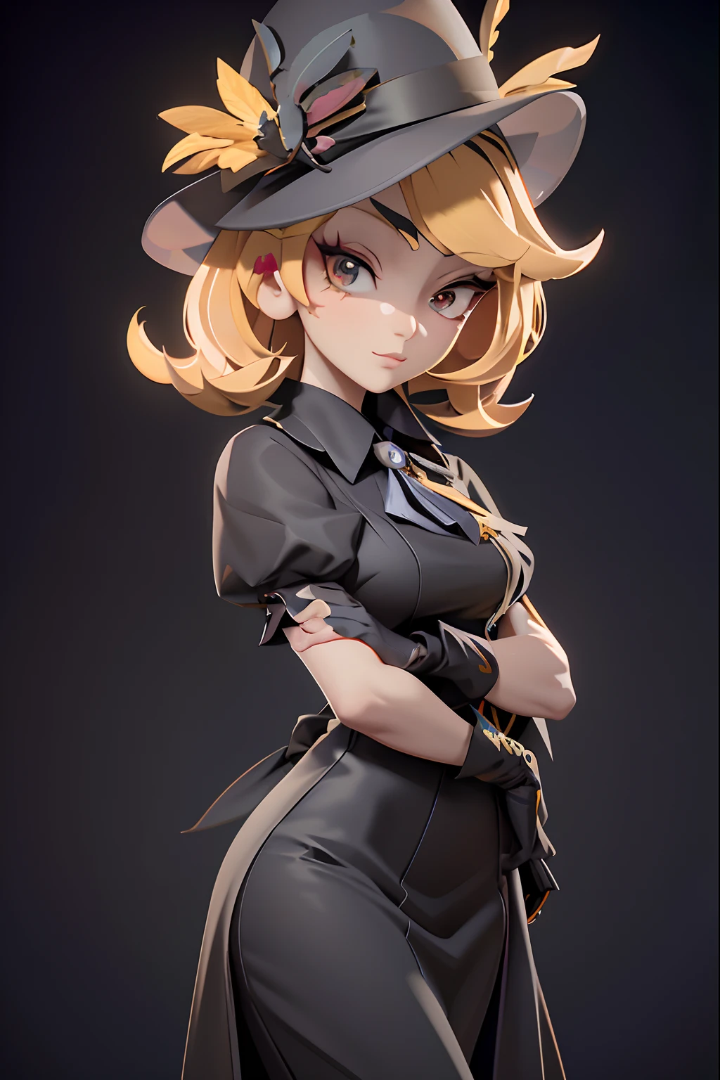 anime - style image of a woman in a hat and dress, 3 d render stylized, toon render keyshot, highly detailed character, stylized portrait formal pose, stylized anime, stylized 3d render, anya from spy x family, stylized character, character posing, stylized as a 3d render, stylized 3 d, 3 d render official art